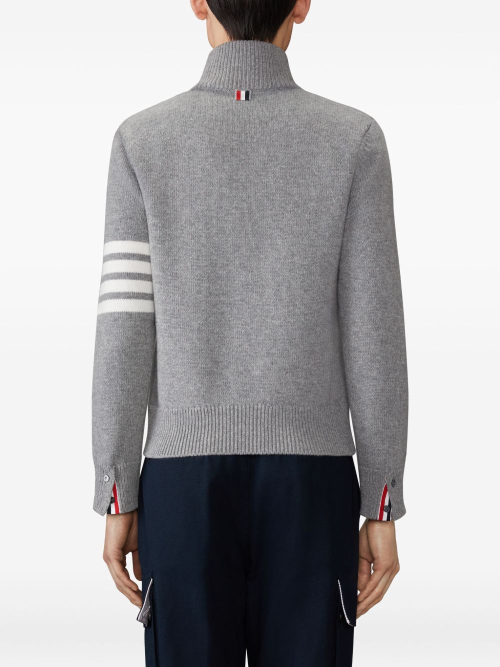 stripe-detail zip-neck sweater - 4