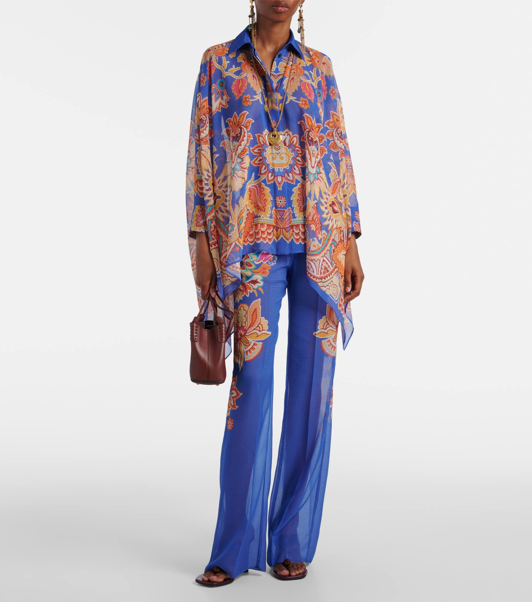 Paisley wide-leg pants - 2