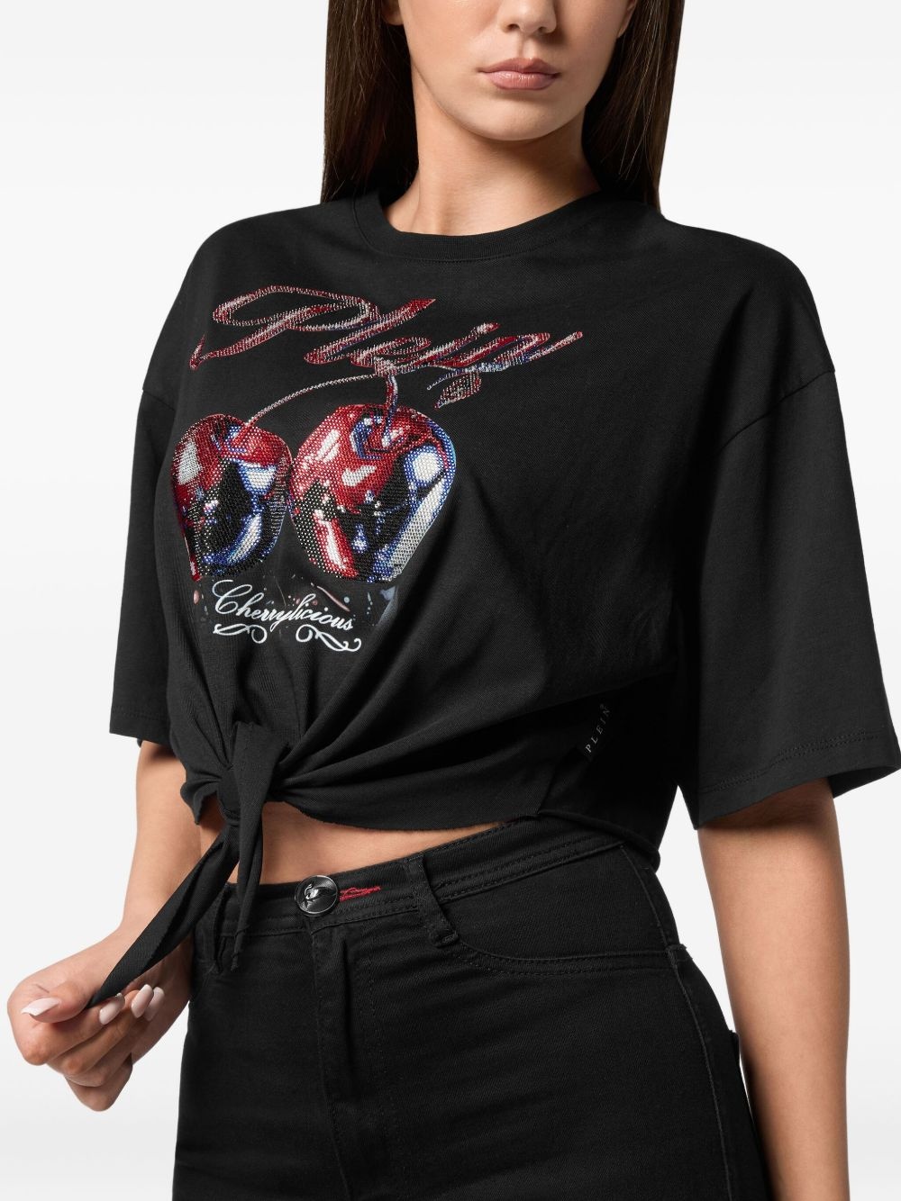 Bow Cherry-print cropped T-Shirt - 5