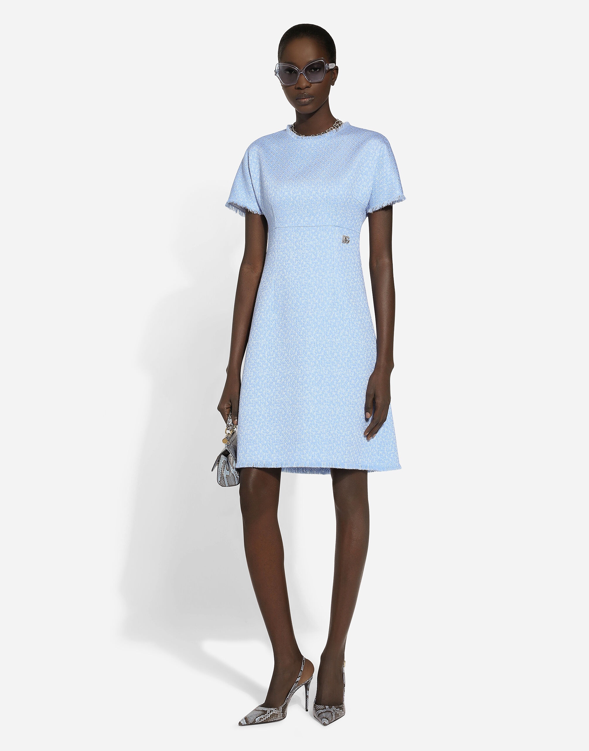 Raschel tweed midi dress with DG logo - 5