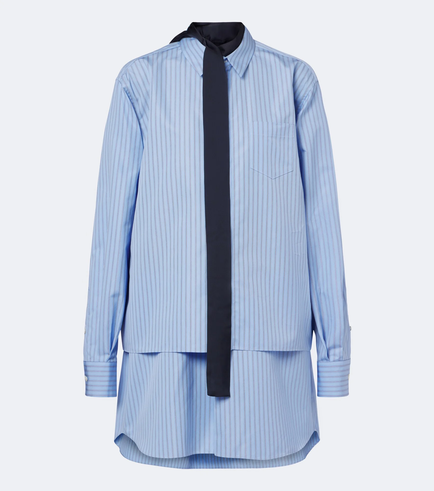 Layered striped cotton-blend poplin shirt - 1