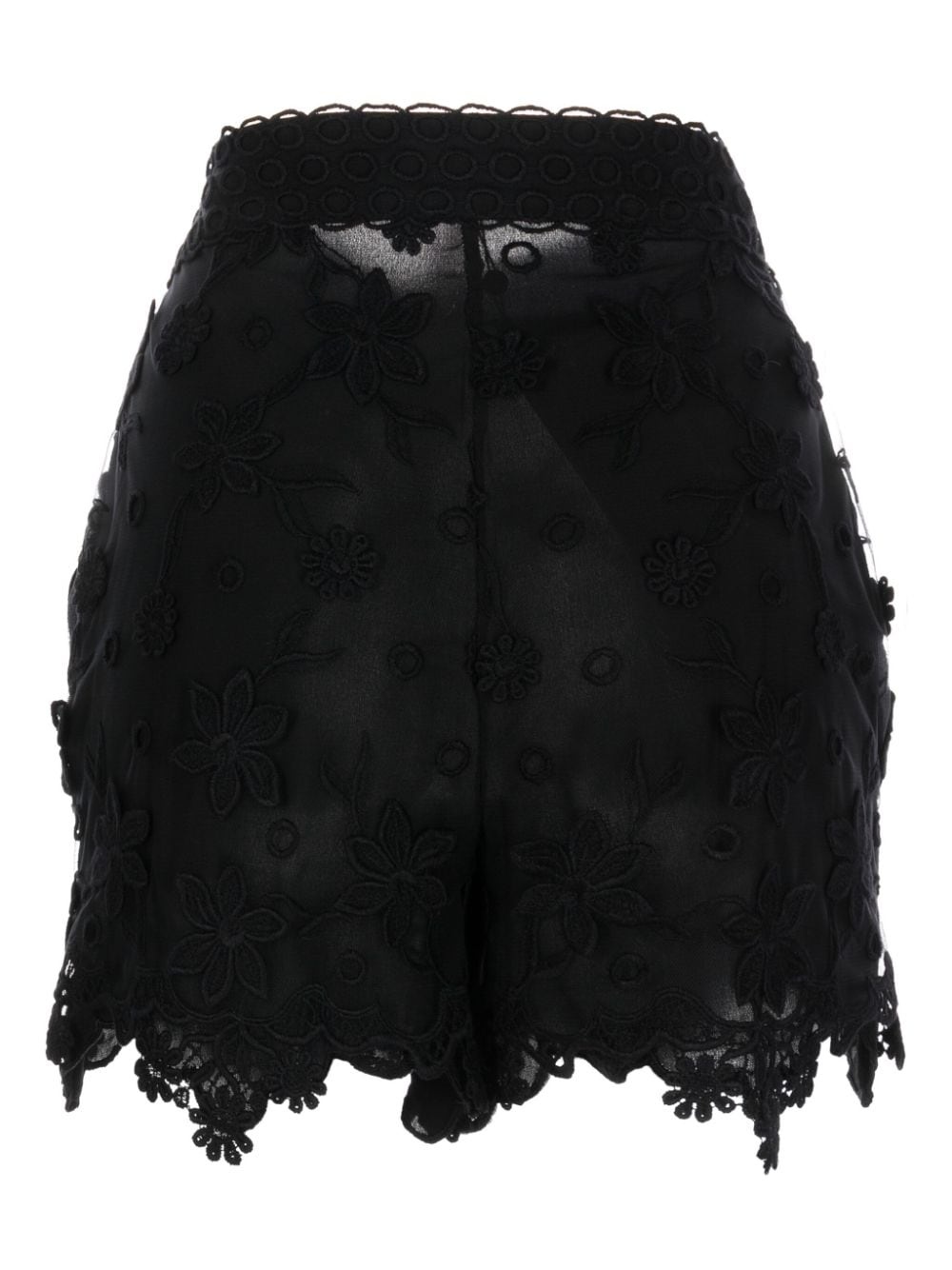 floral-embroidered silk shorts - 2