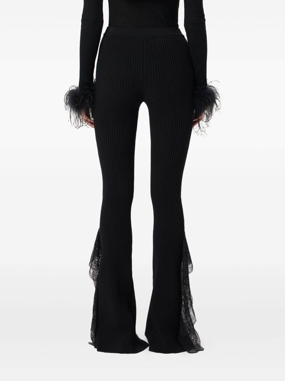 lace-detail trousers - 3