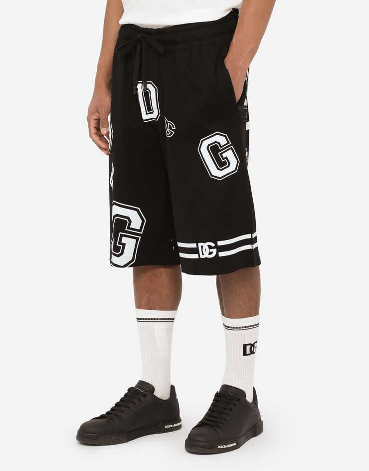 Cotton jogging shorts with all-over DG print - 4