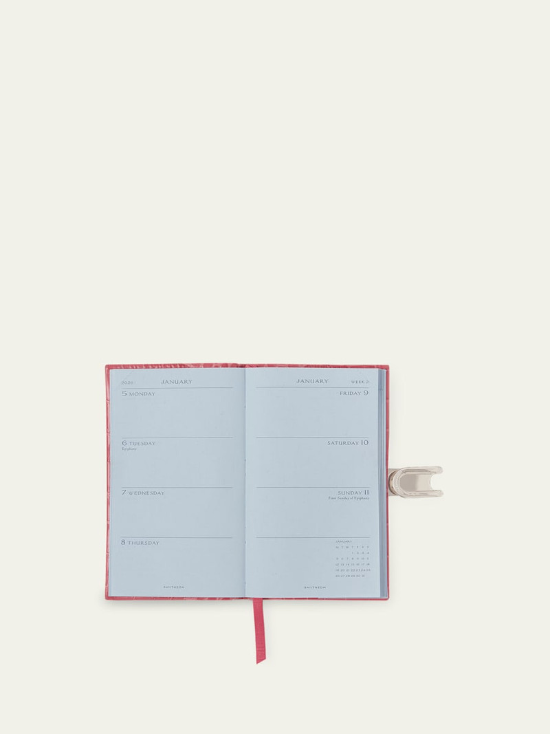 Smythson Panama 2026 Weekly Agenda in Mara Croc-Embossed Leather outlook