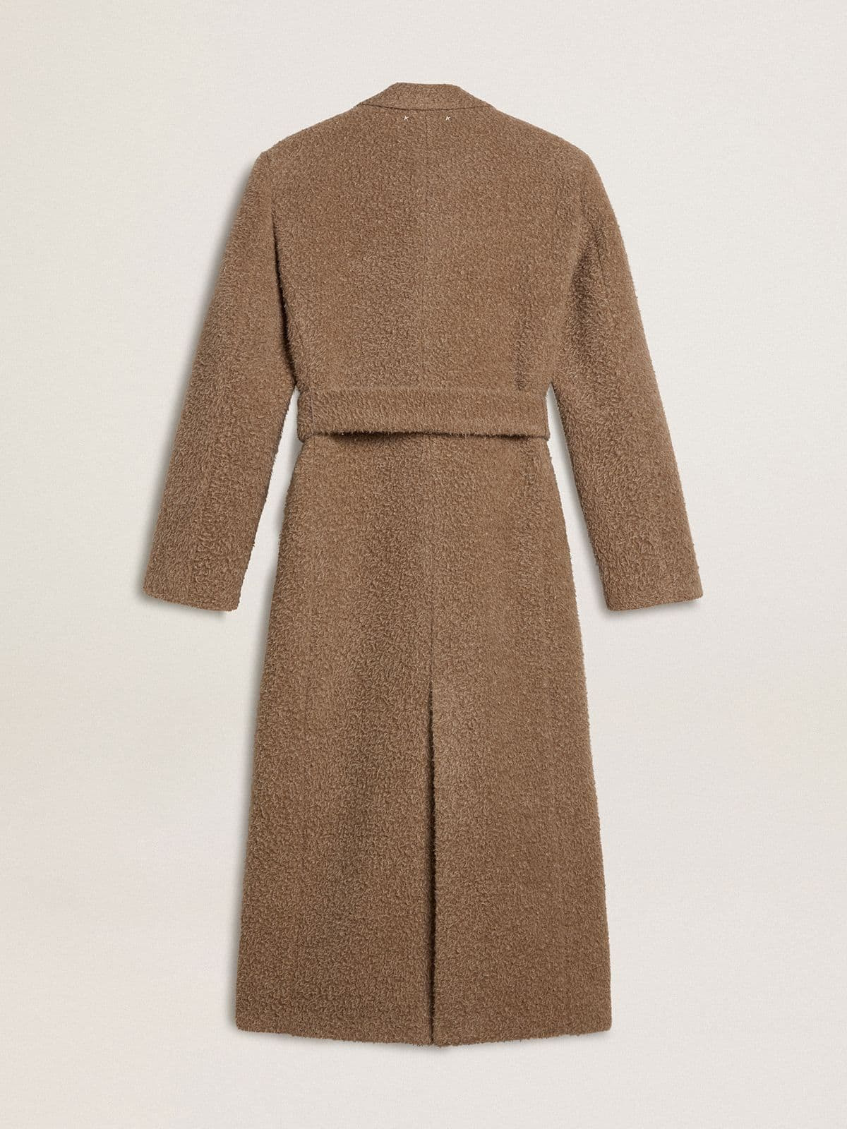 Women's double-breasted coat in a beige wool blend - 6