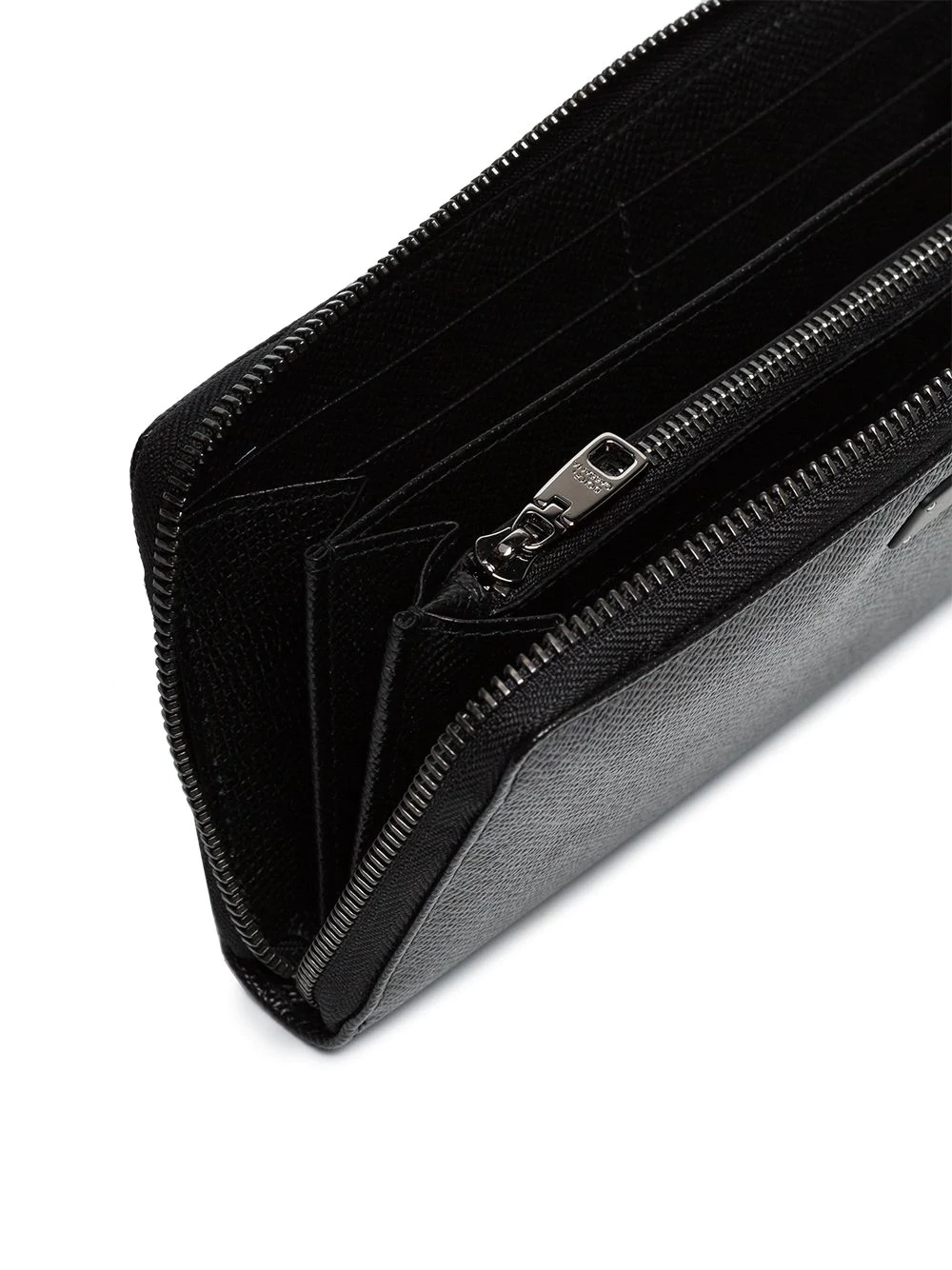 black logo plaque grained leather wallet - 3