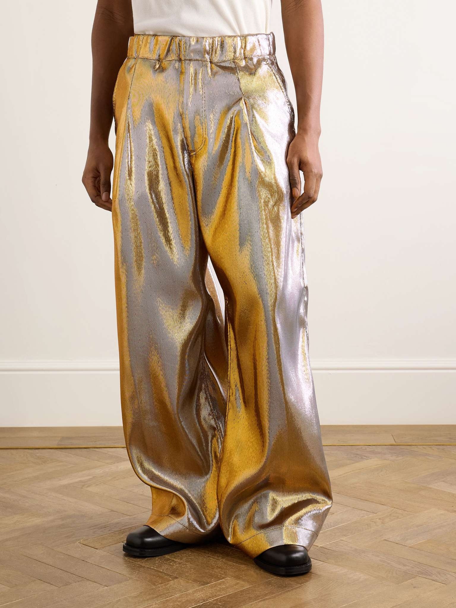 Wide-Leg Lamé Suit Trousers - 3