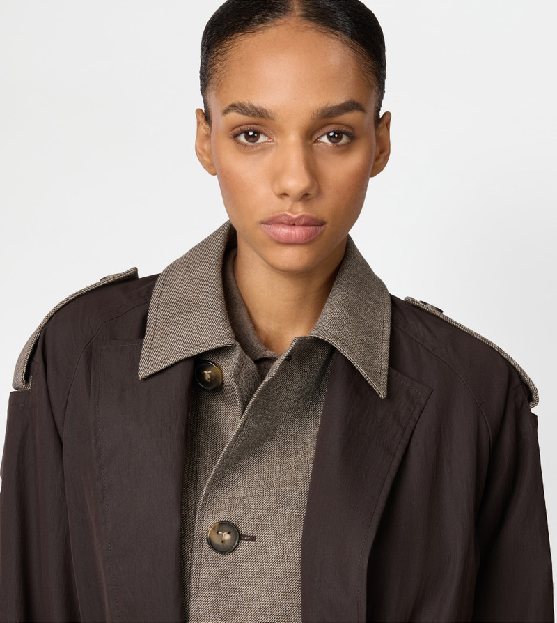 2-IN-1 TRENCH COAT IN TECHNICAL COTTON AND WOOL - BROWN 6