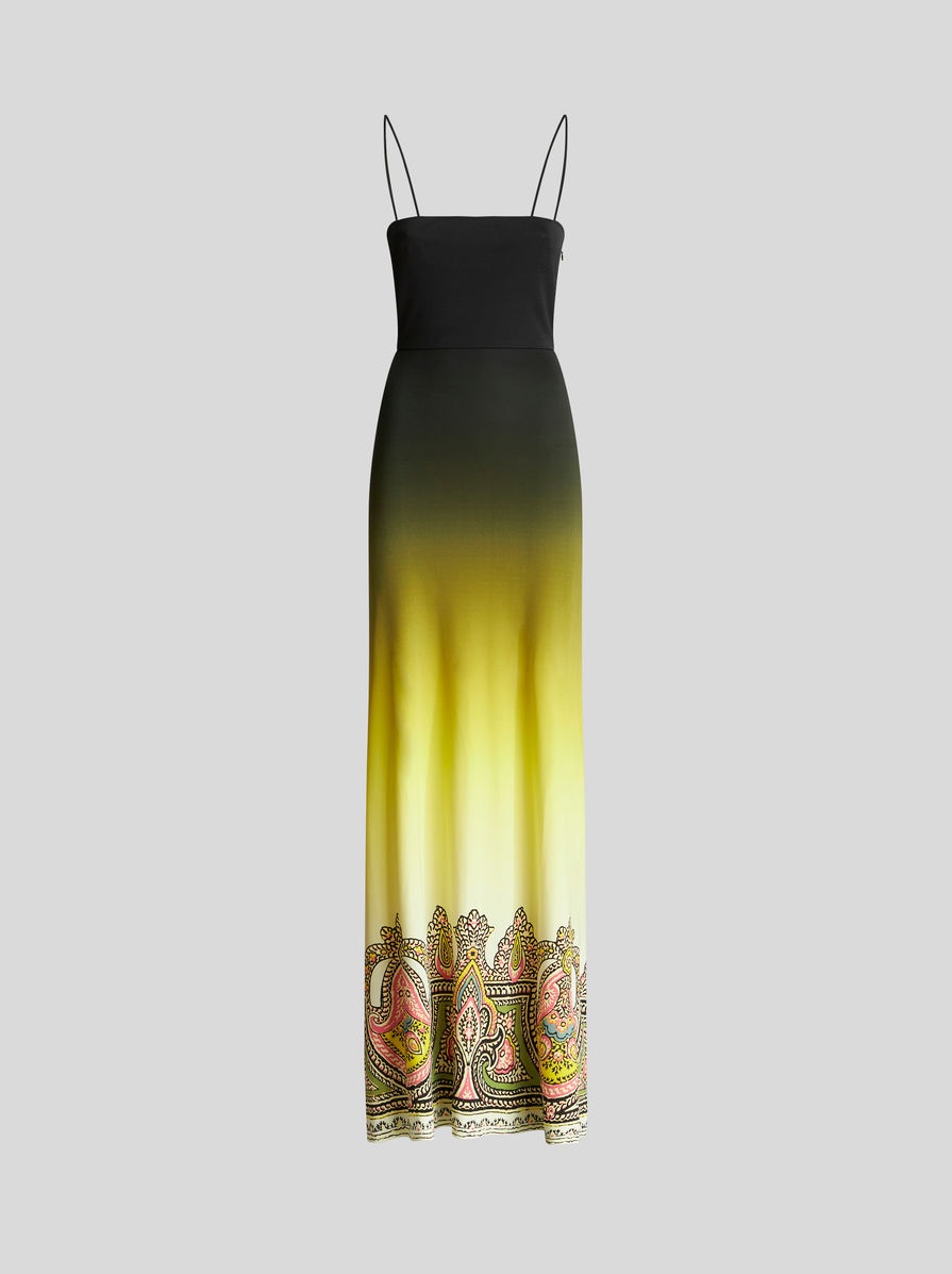 LONG JERSEY DRESS WITH COLOUR SHADING AND PAISLEY PROFILE - 1