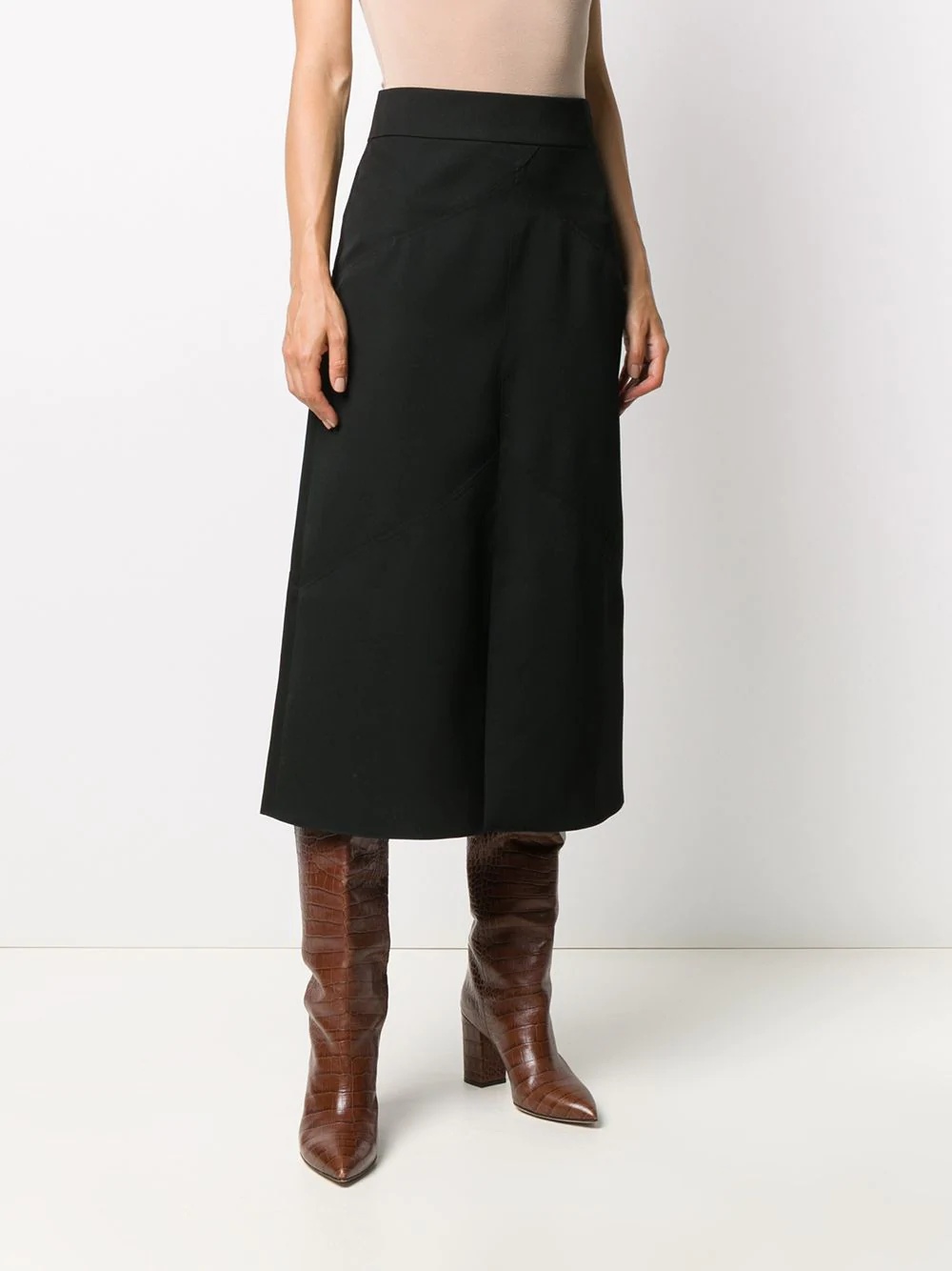 midi-length tonal stitch skirt - 3