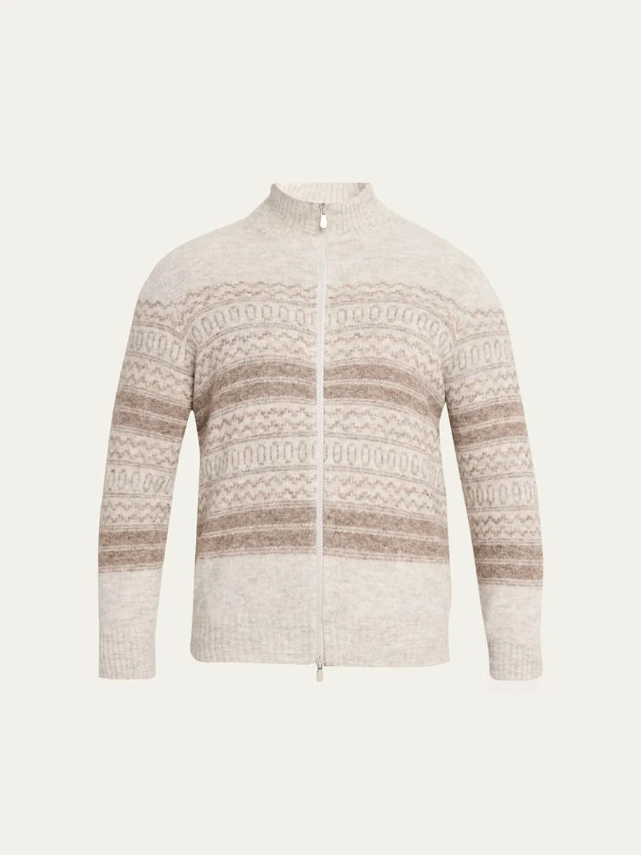 Men's Geometric Stripe Full-Zip Cardigan - 1