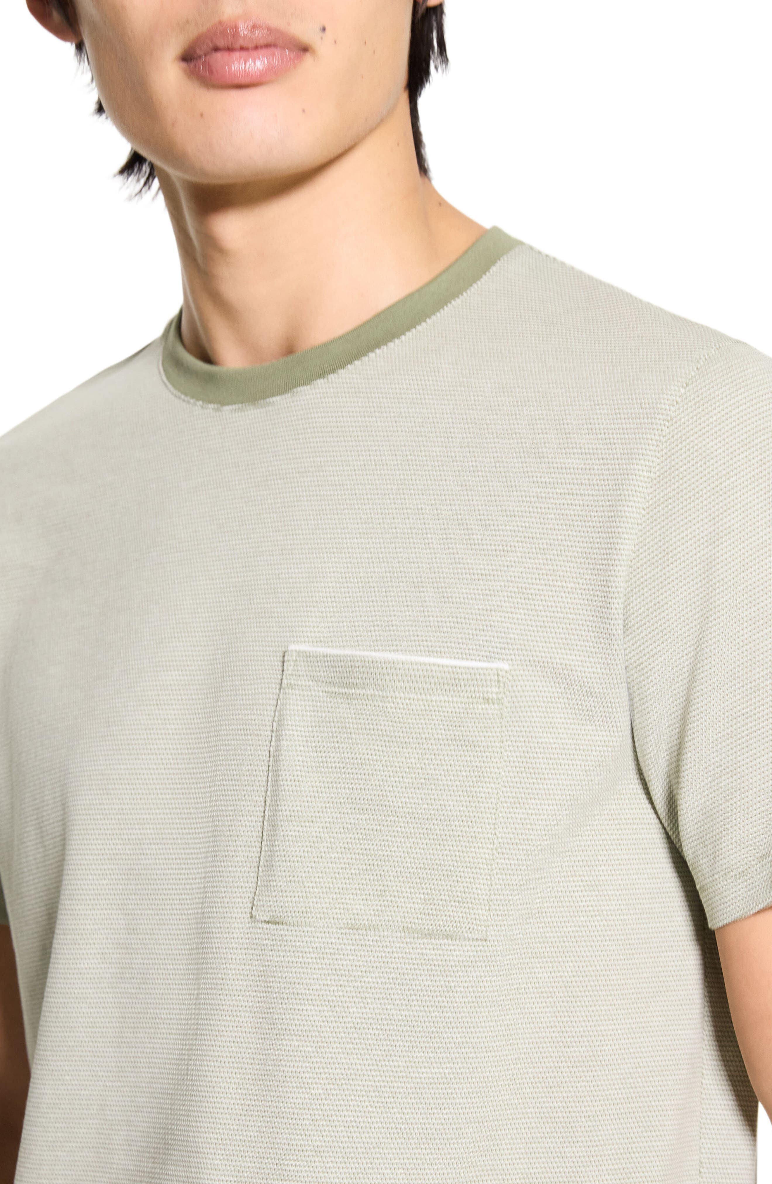 Theory Bird's Eye Ringer T-Shirt in Green Multi at Nordstrom - 4