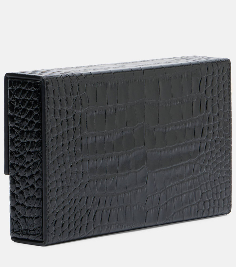 T Latch croc-effect leather box clutch 4