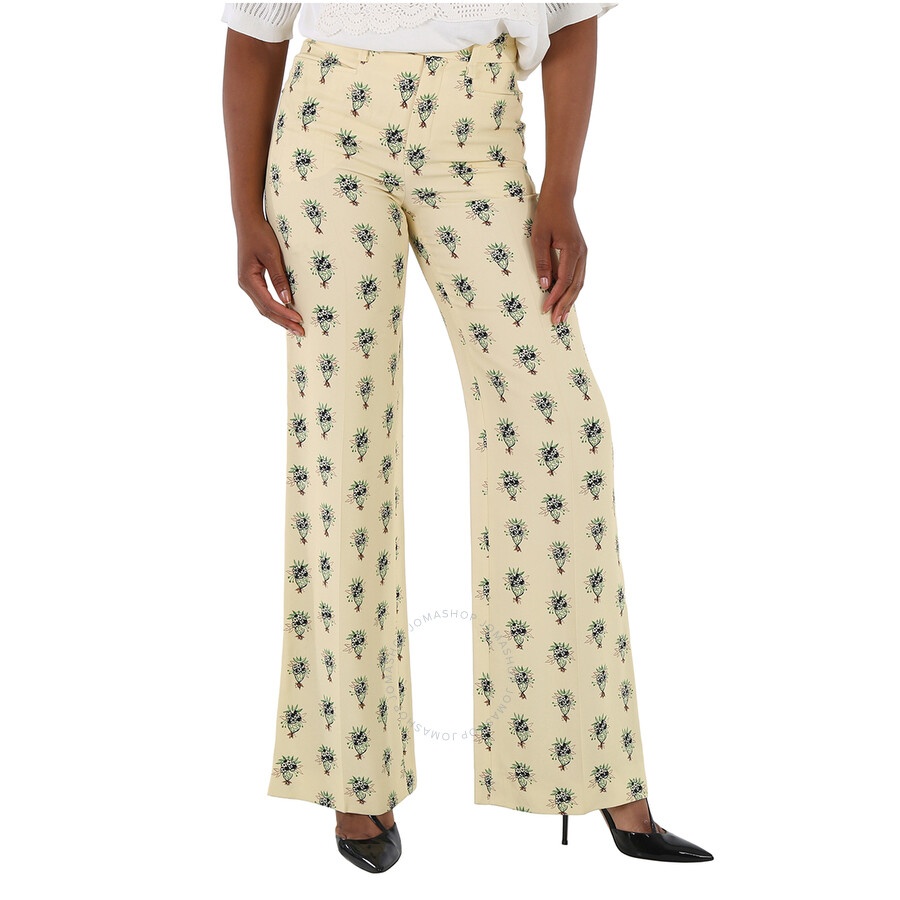 Chloe Ladies Soft Powder Crepe Floral Pants - 3