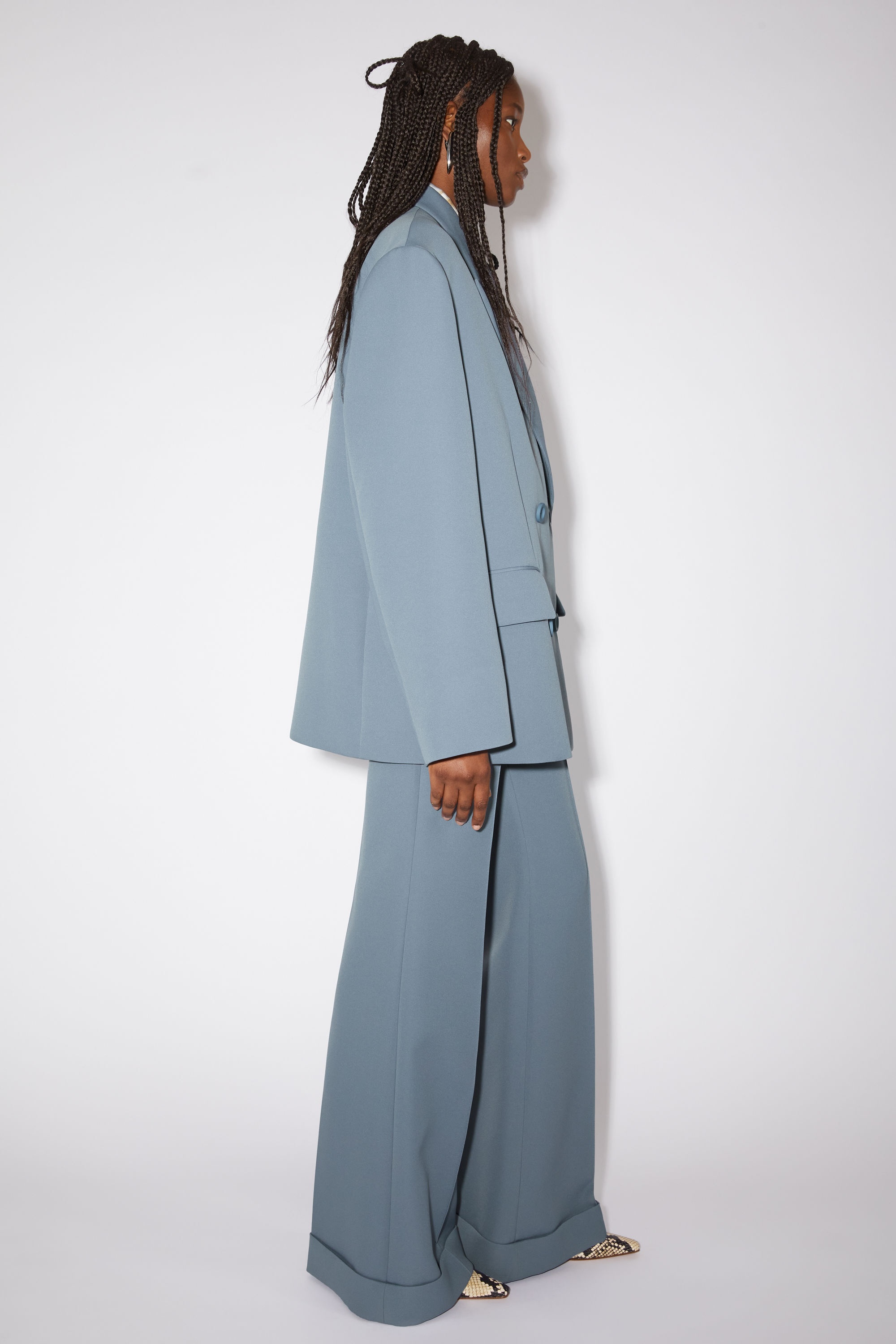 Double-breasted suit jacket - Dusty blue - 4