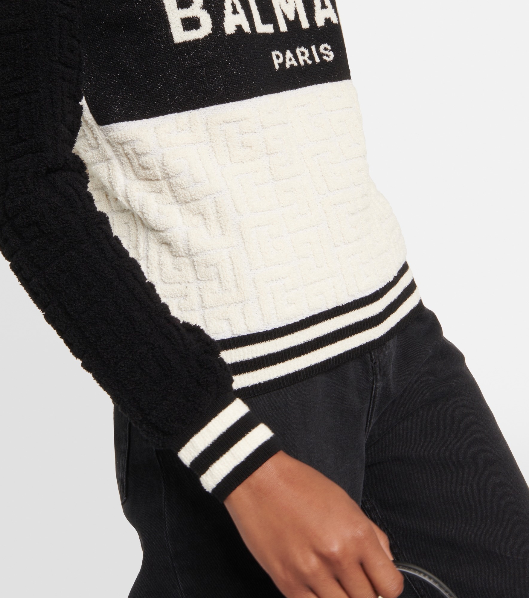 Monogram jacquard wool and cotton-blend sweater - 5