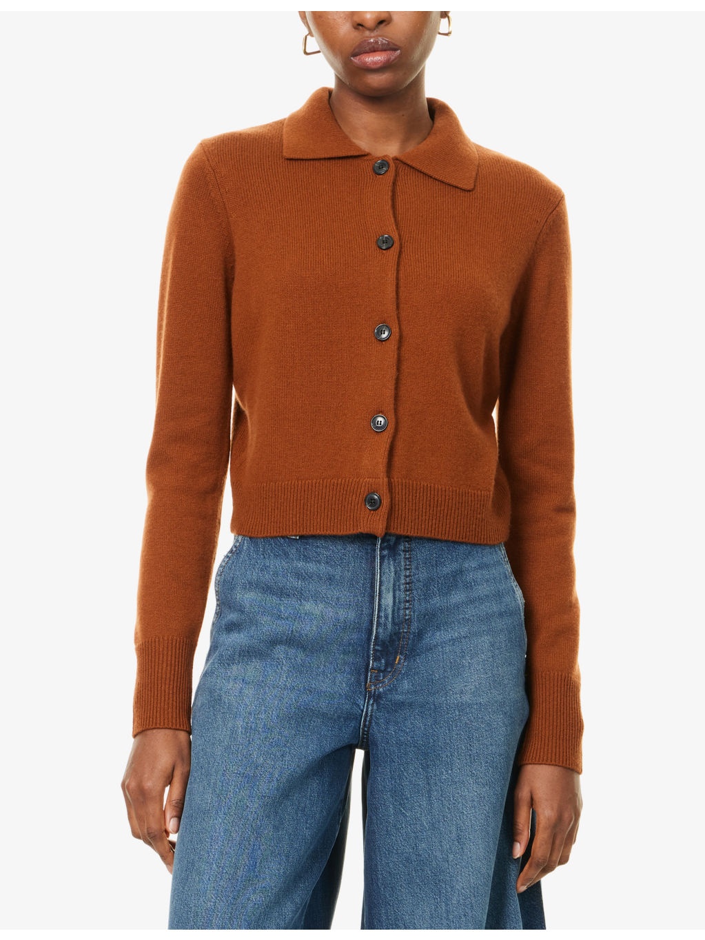 Shrunken spread-collar cashmere cardigan - 3