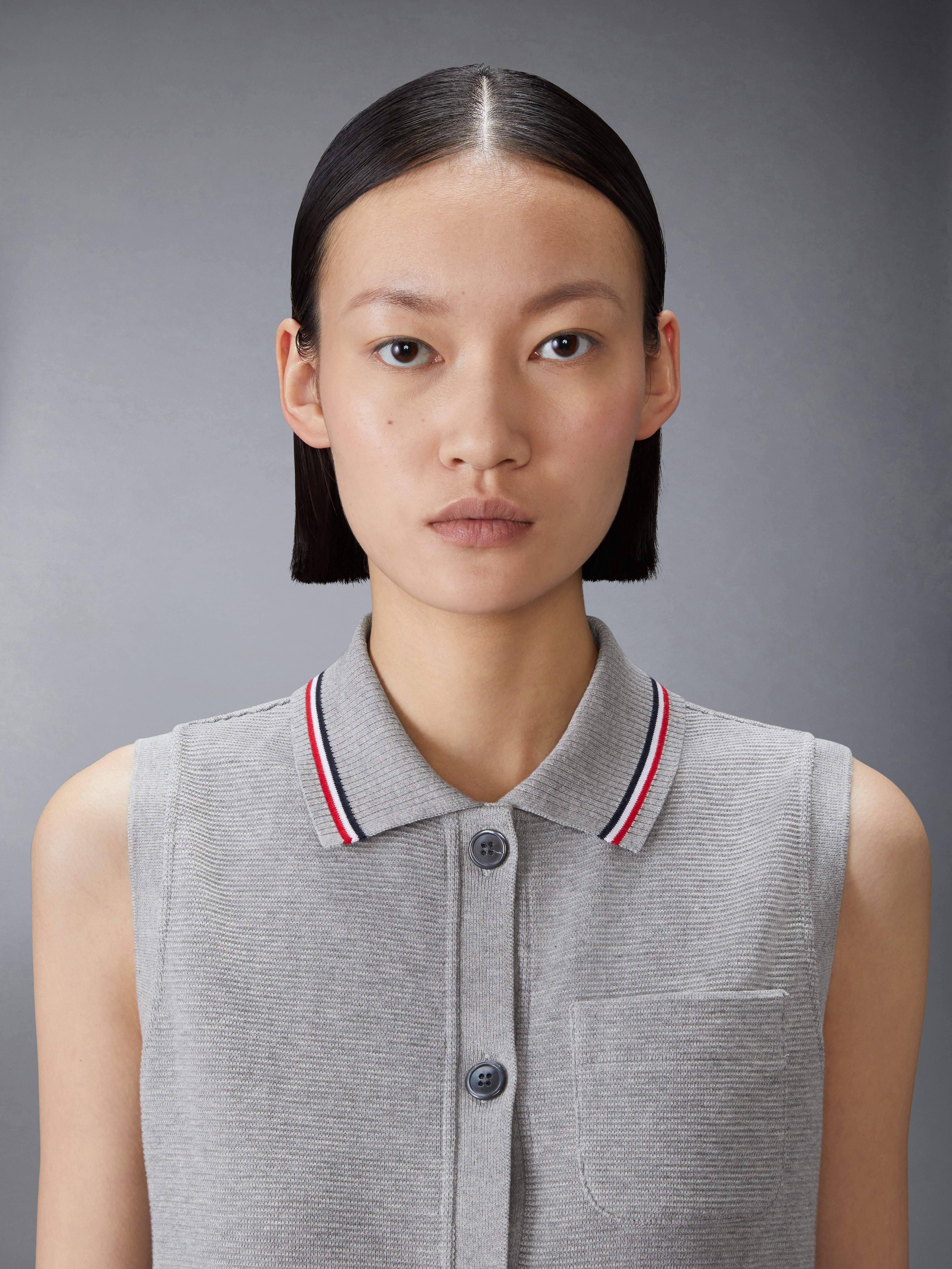 COTTON WAFFLE SLEEVELESS BUTTON SHIRT - 7