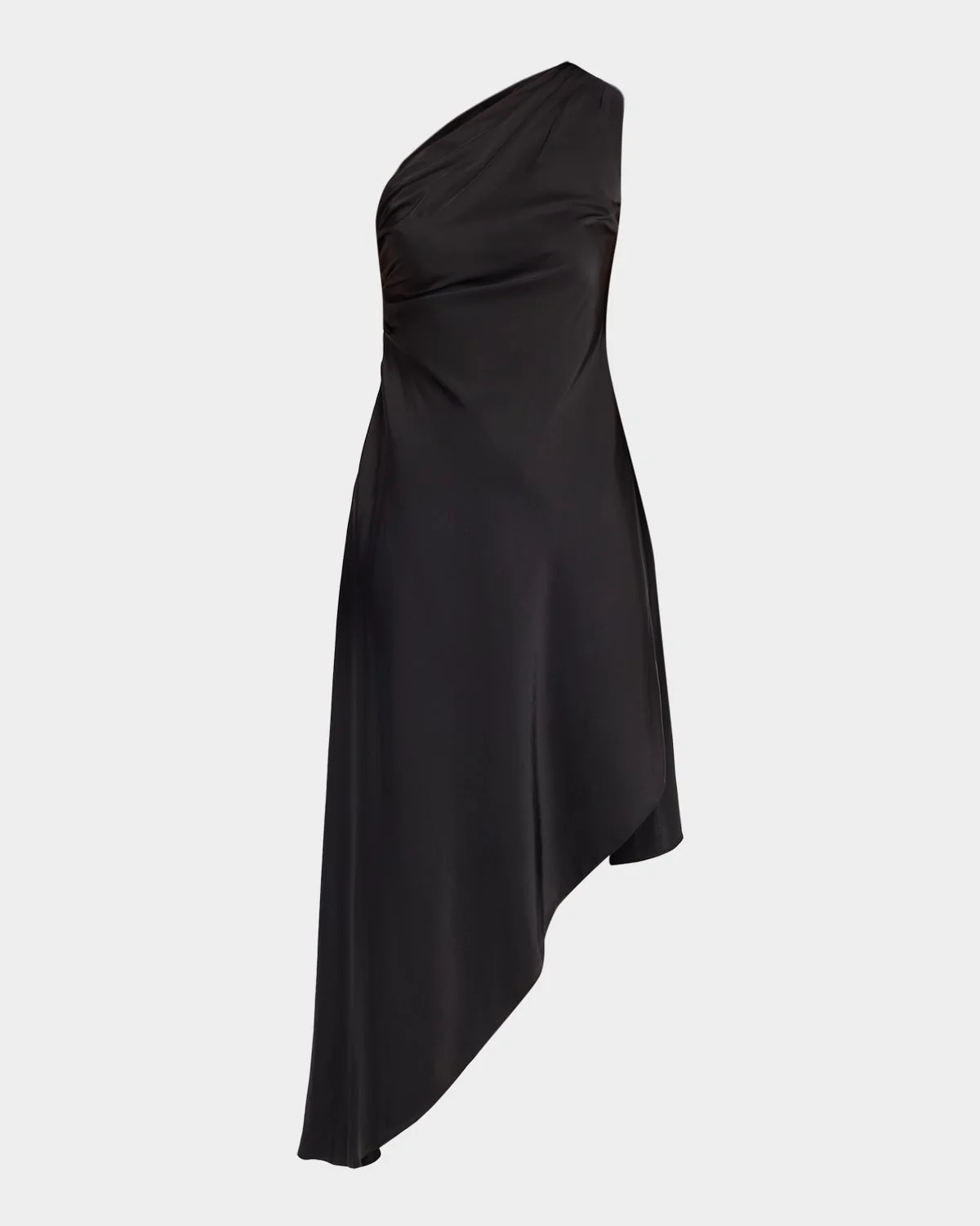 Satin One-Shoulder Midi Dress - 1