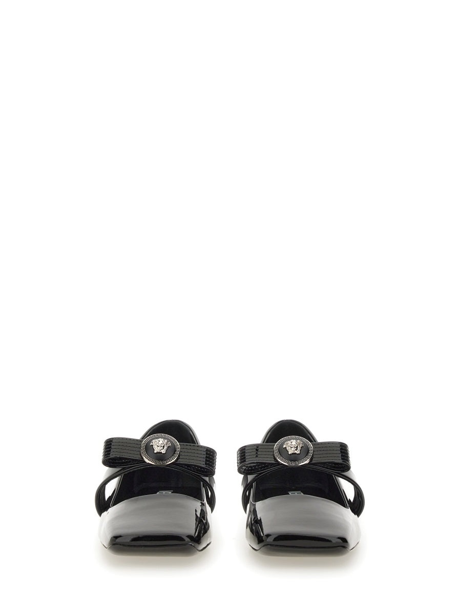 Versace Women Patent Leather Ballerina "Gianni Ribbon" - 5