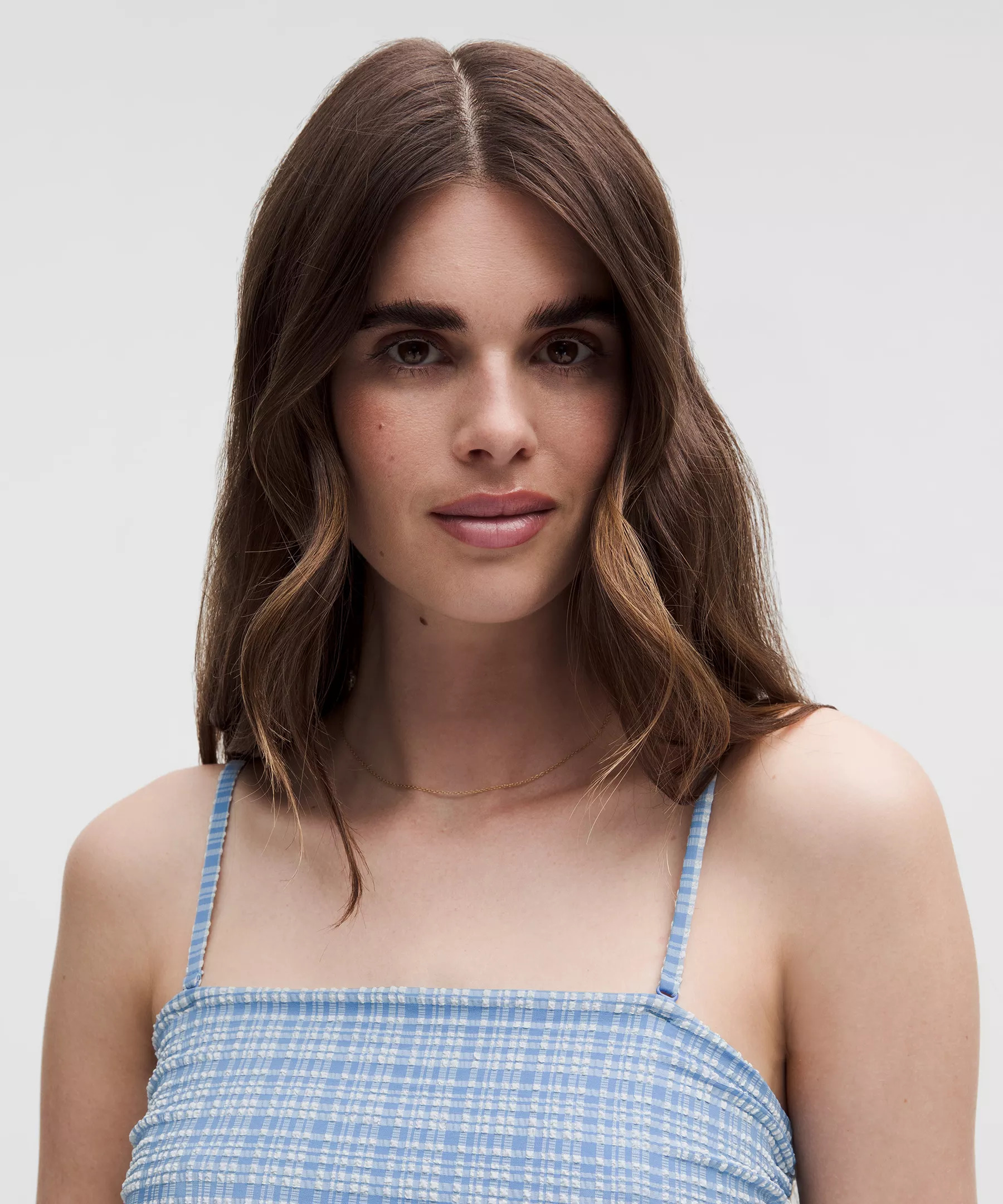 Seersucker Check Strappy Tank Top - 4