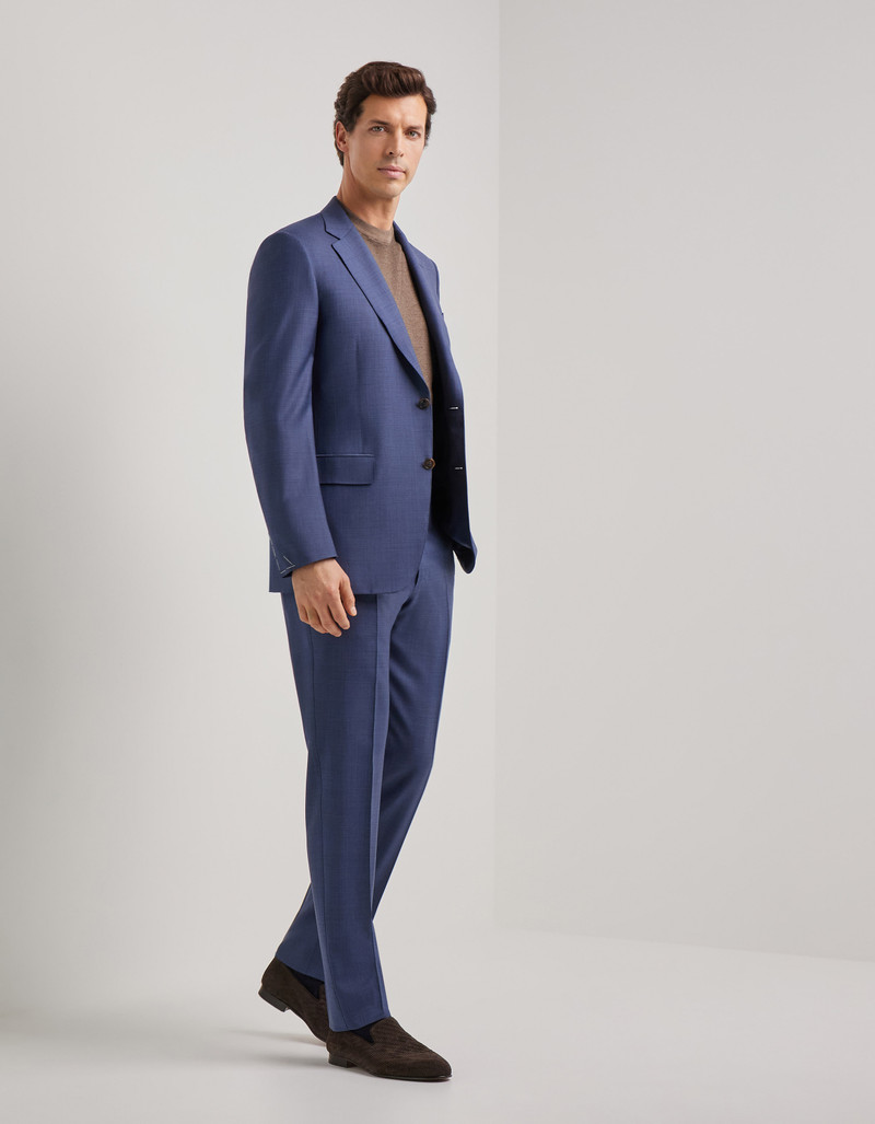 LIGHT BLUE DENIM-EFFECT WOOL REGULAR-FIT SUIT 74