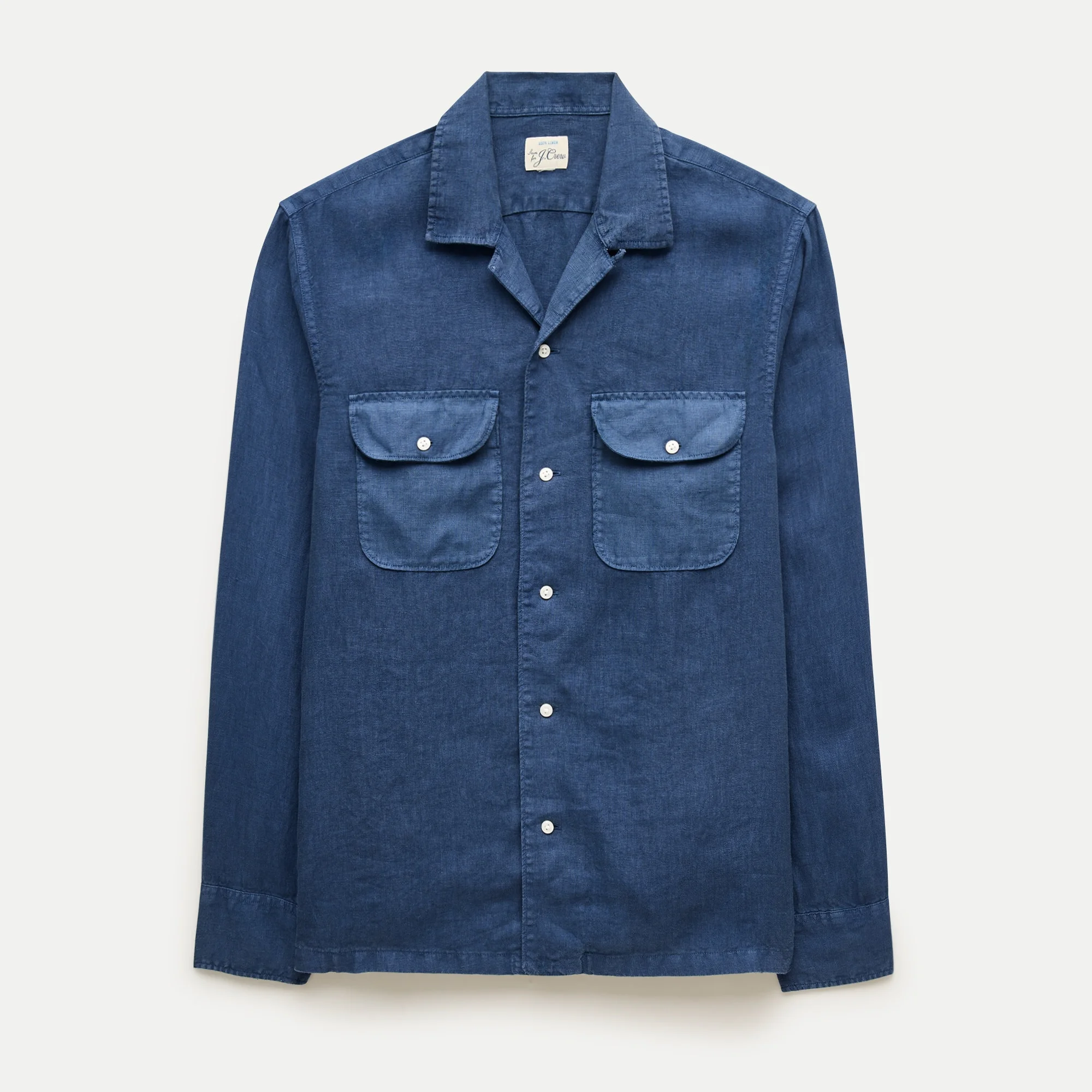 Camp-collar linen shirt - 1