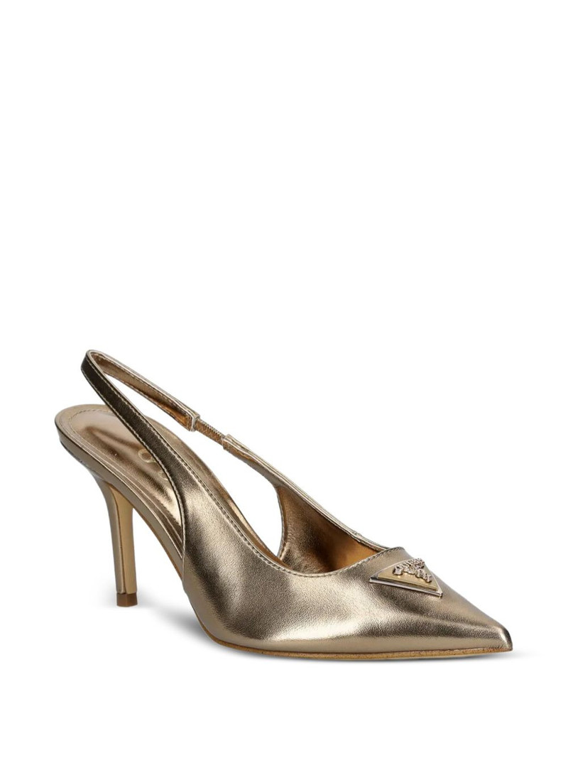 GUESS USA 85mm Nassir metallic-effect leather slingback pumps outlook
