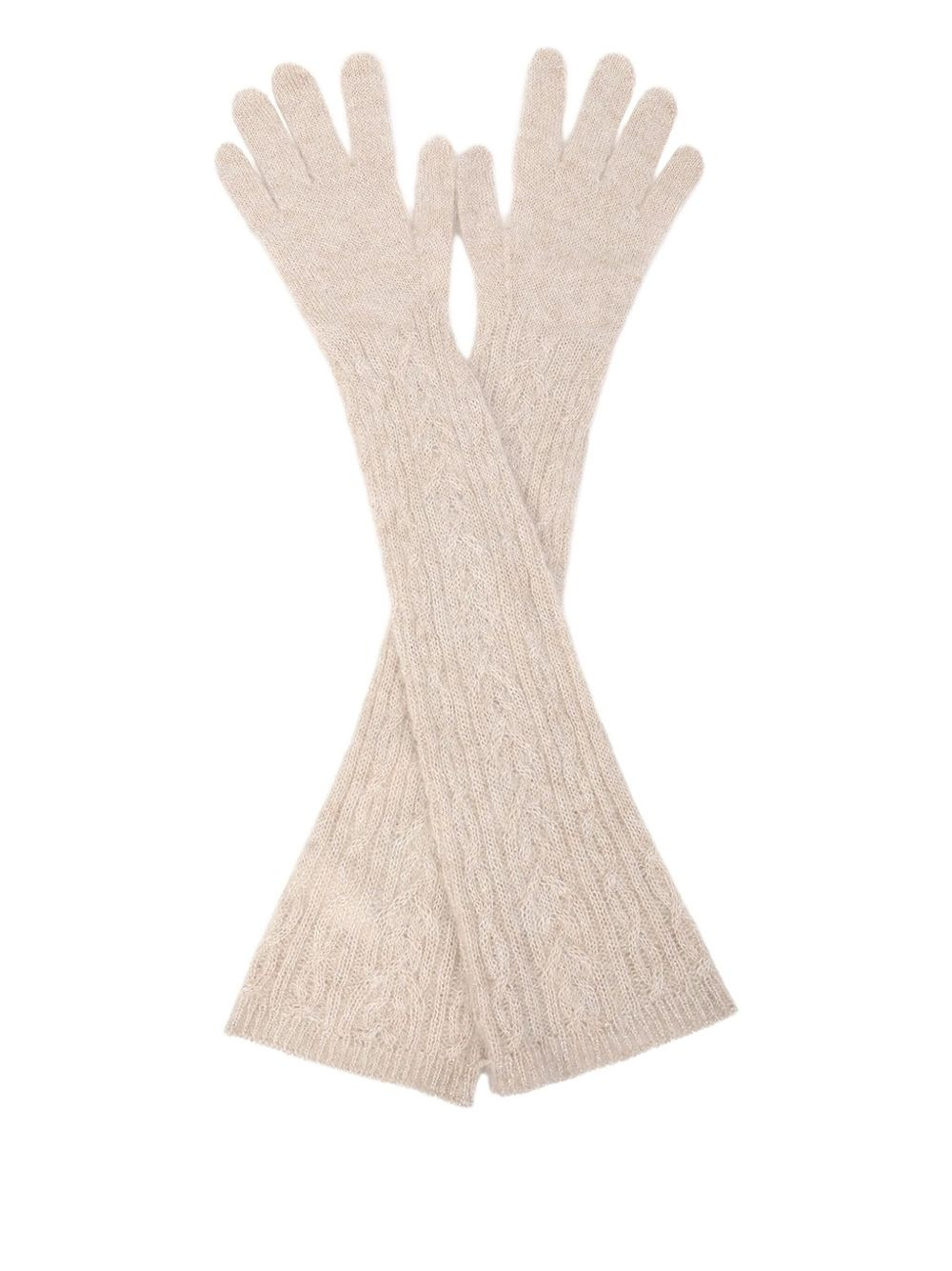 cable-knit long gloves - 2