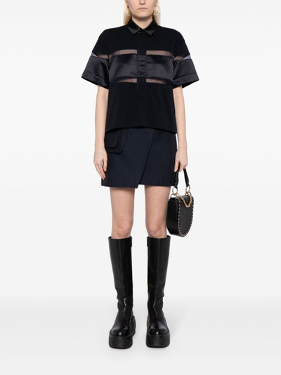 sacai sheer-panelled cotton shirt outlook