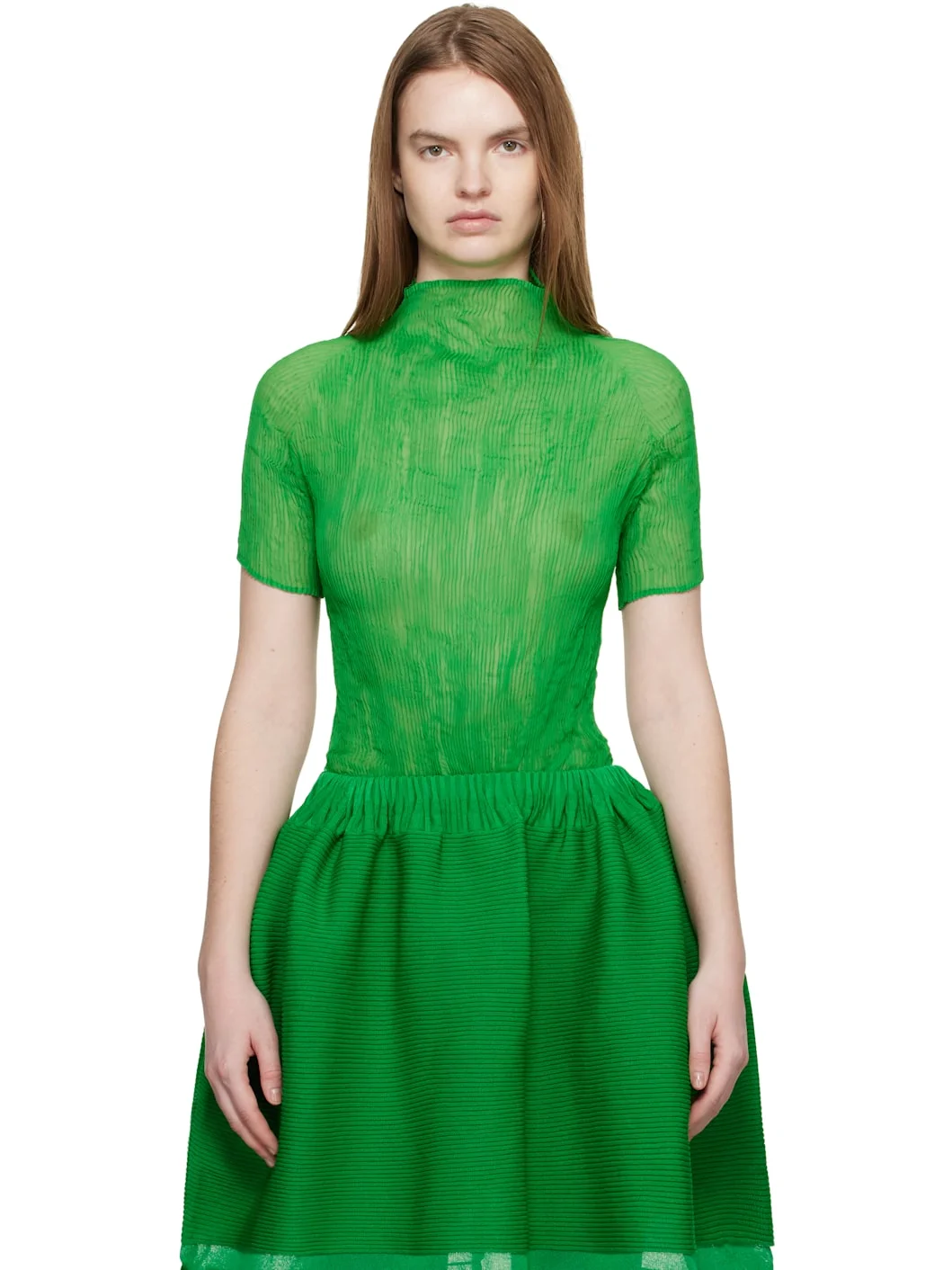 Green Chiffon Twist 3 Top - 1