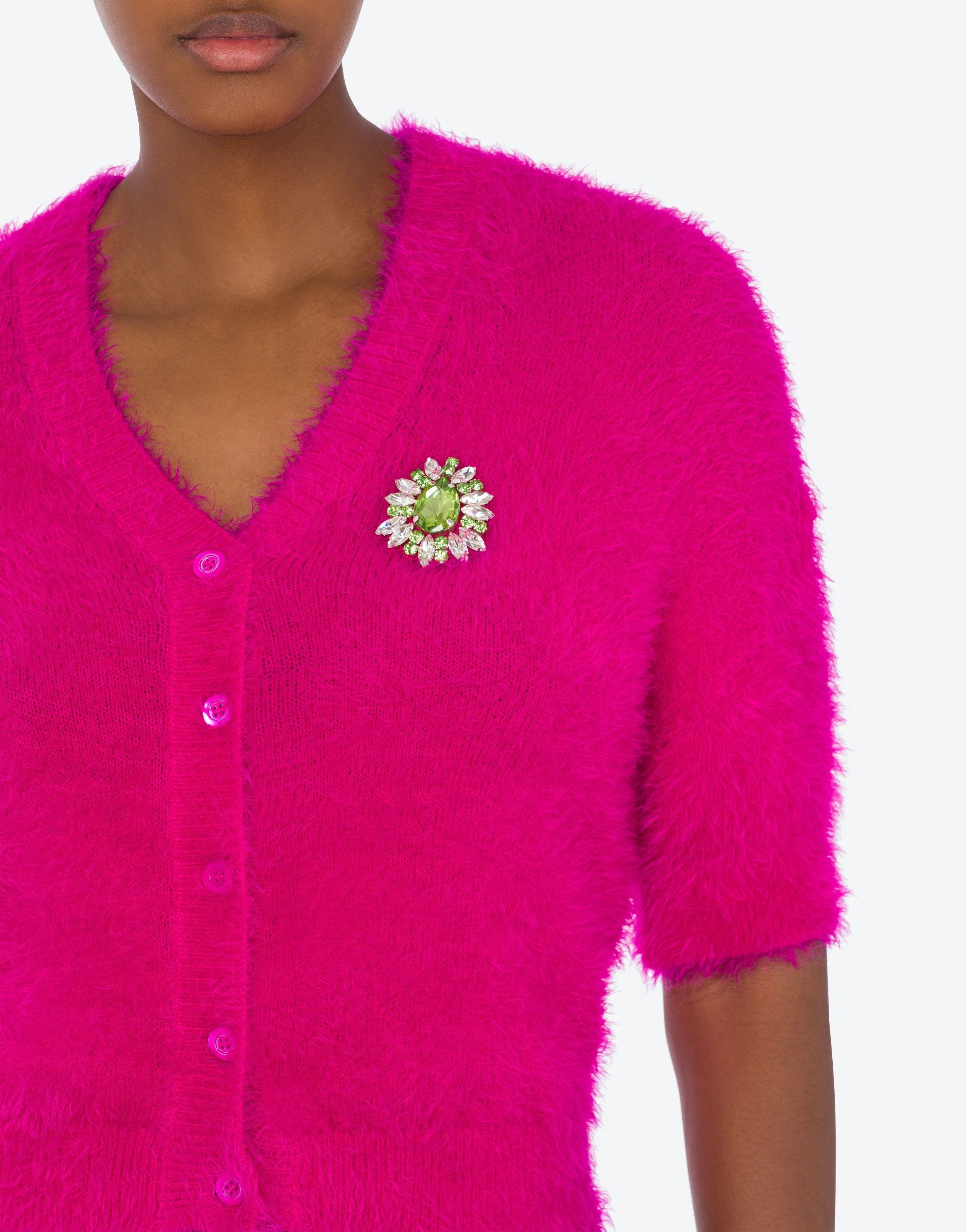 JEWEL FLOWER SOFT FABRIC CARDIGAN - 4