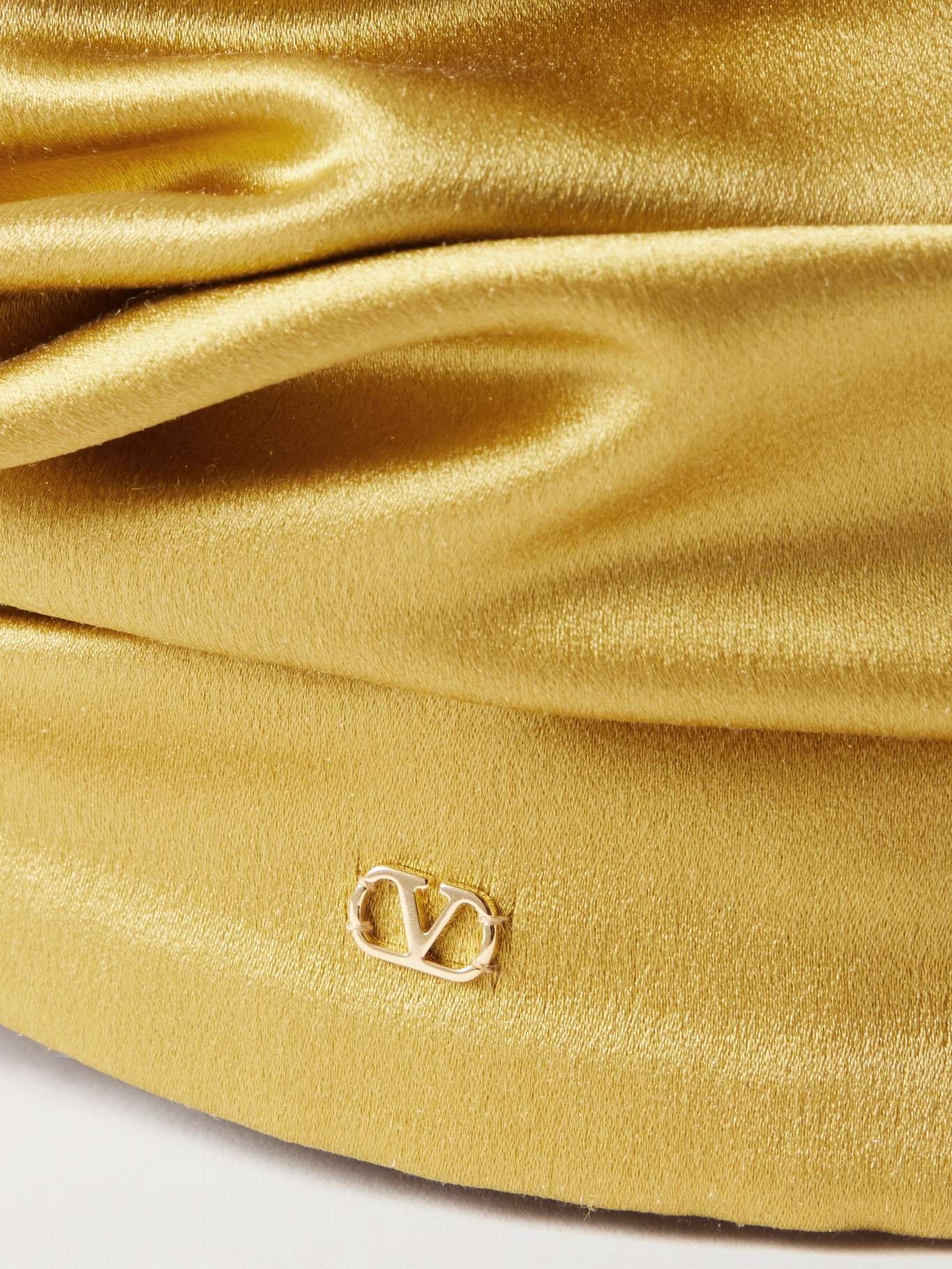 Gathered silk-satin head scarf Yellow - 3