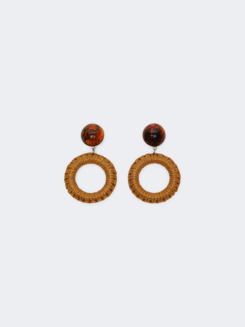 RANCH Raffia and resin earrings - CARAMEL 1
