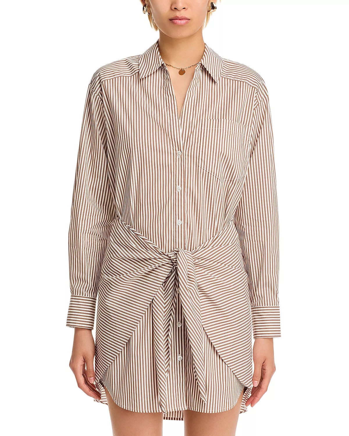 Roanoke Striped Tie Waist Shirt Dress - 7