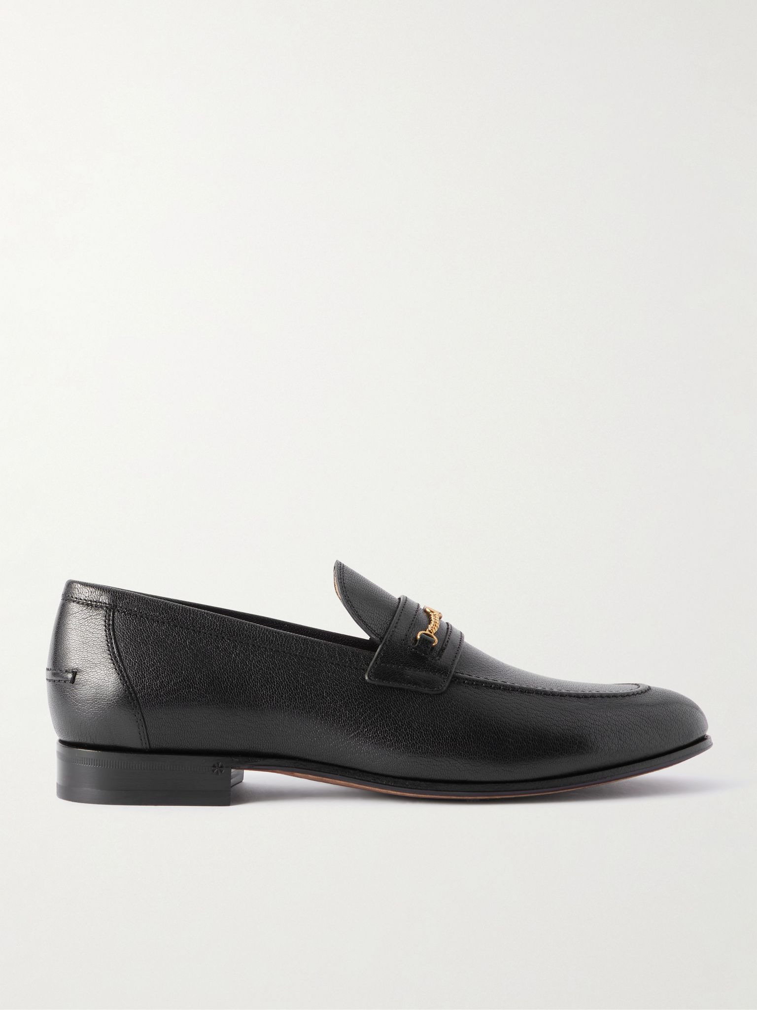Logo-Embellished Full-Grain Leather Loafers Black - 1