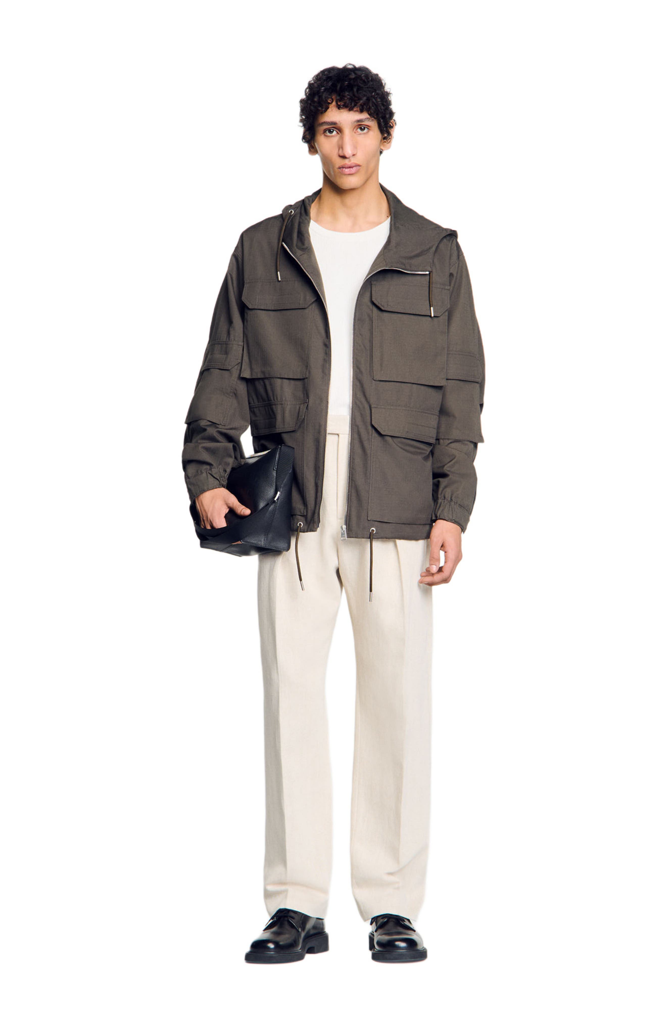SANDRO Hooded military parka in Dark Kaki. at Nordstrom - 6