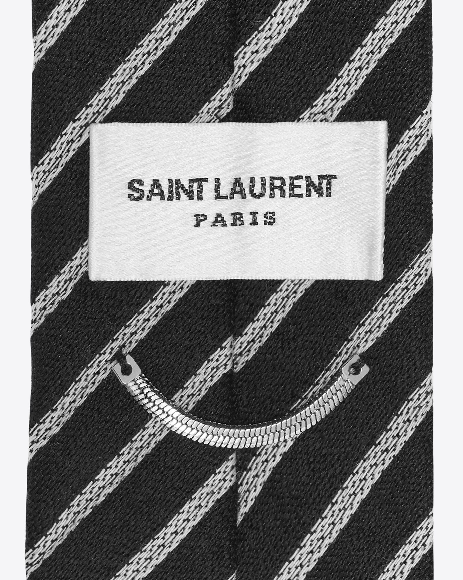 narrow tie in striped silk and wool - 3