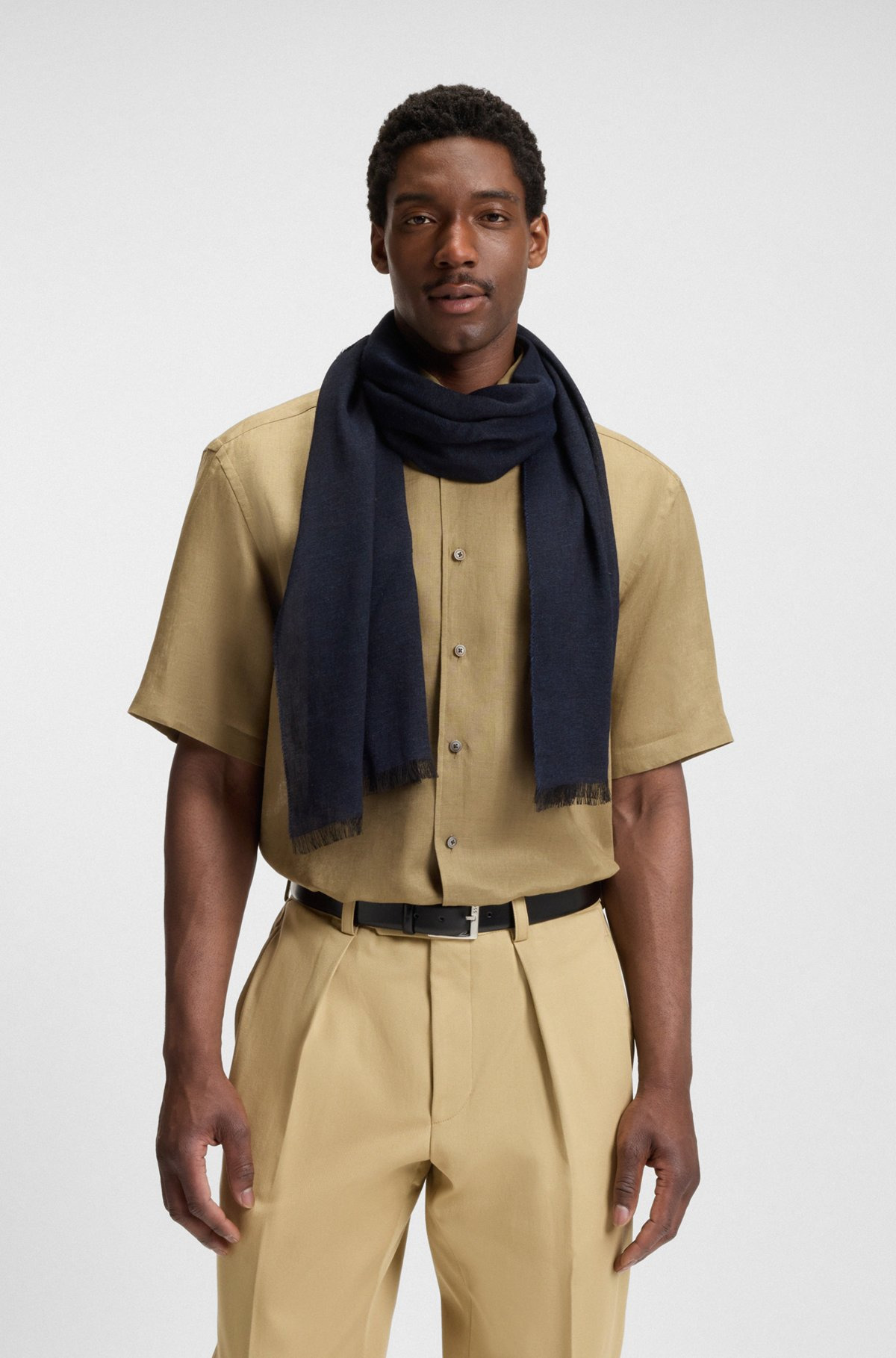 BECKHAM X BOSS LIGHTWEIGHT TWO-TONE SCARF WITH LINEN - 2