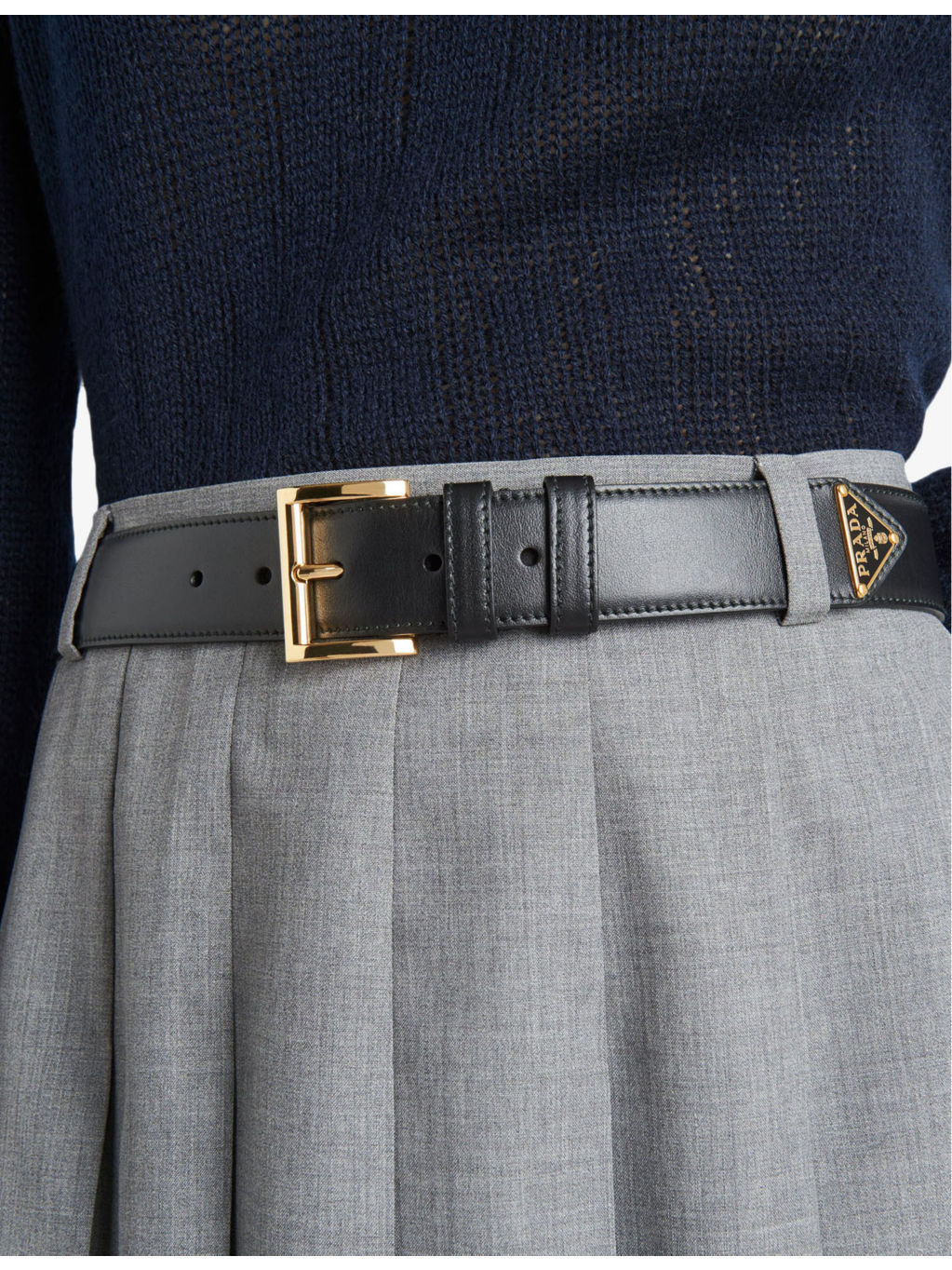 Brand-plaque leather belt - 2