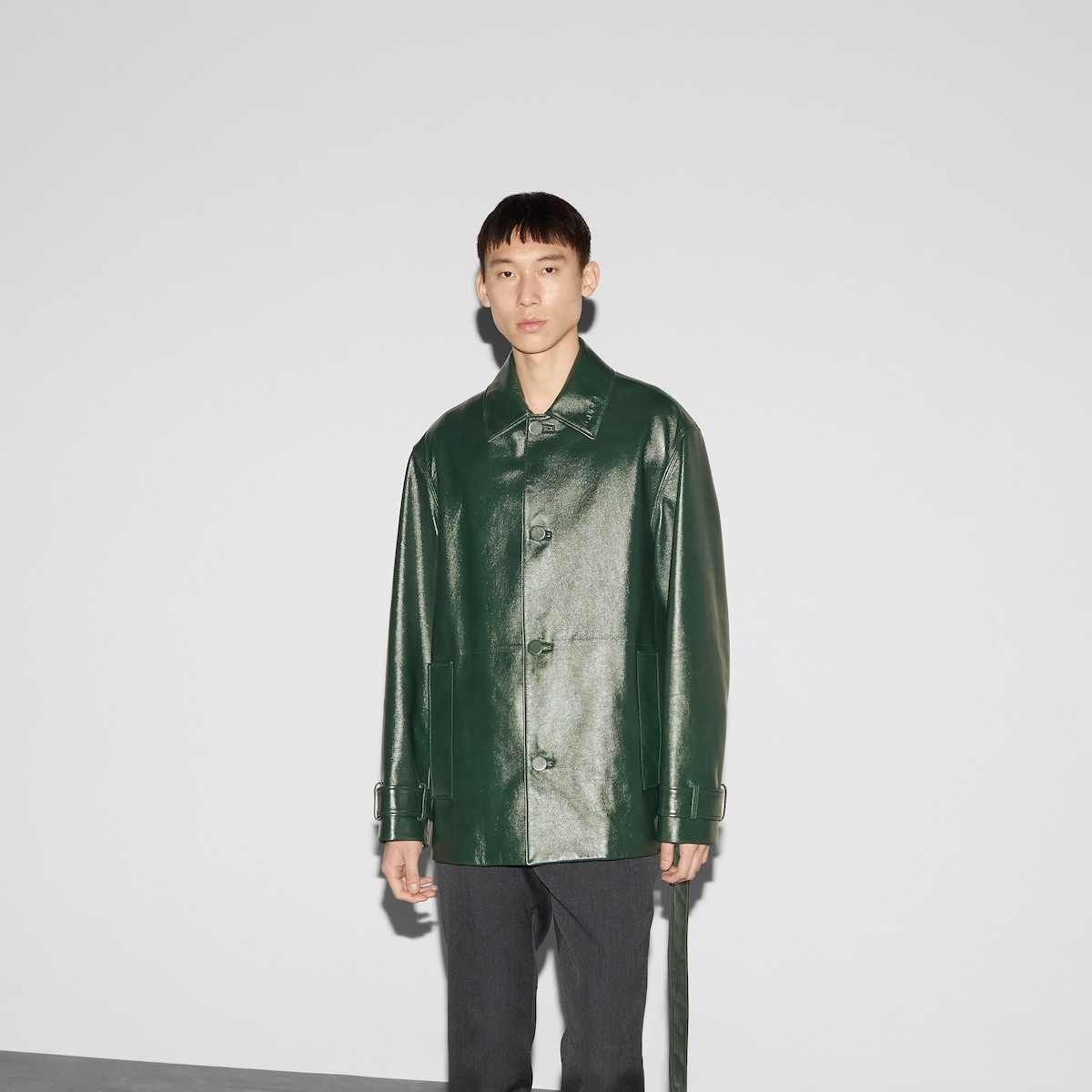 Shiny leather trench coat - 3