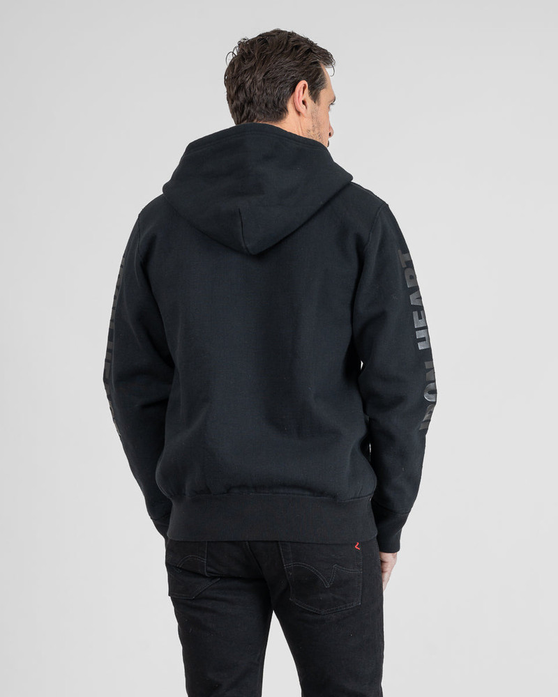 IHSW-80L-BLK PRINTED 14OZ ULTRA HEAVYWEIGHT LOOPWHEEL COTTON ZIPPERED HOODIE - BLACK 3
