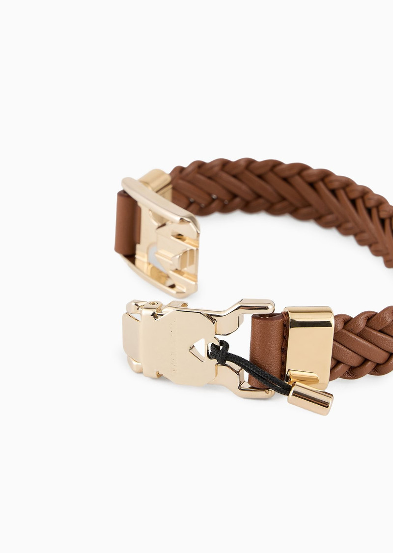 GIORGIO ARMANI Woven-leather bracelet outlook
