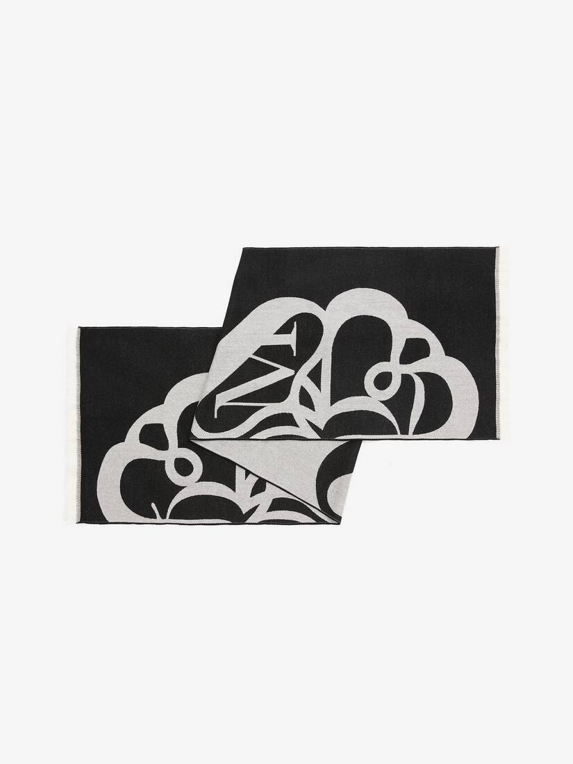 Women's Oversized Seal Logo Scarf in Black/ivory - 3