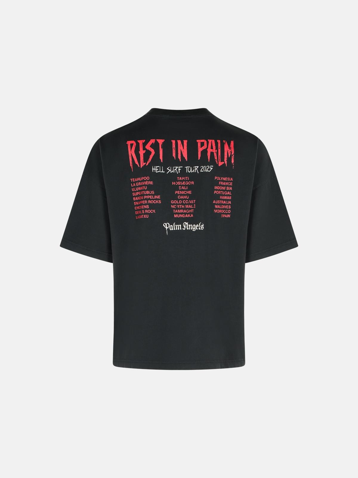 'REST IN PALM' BLACK COTTON T-SHIRT - 3