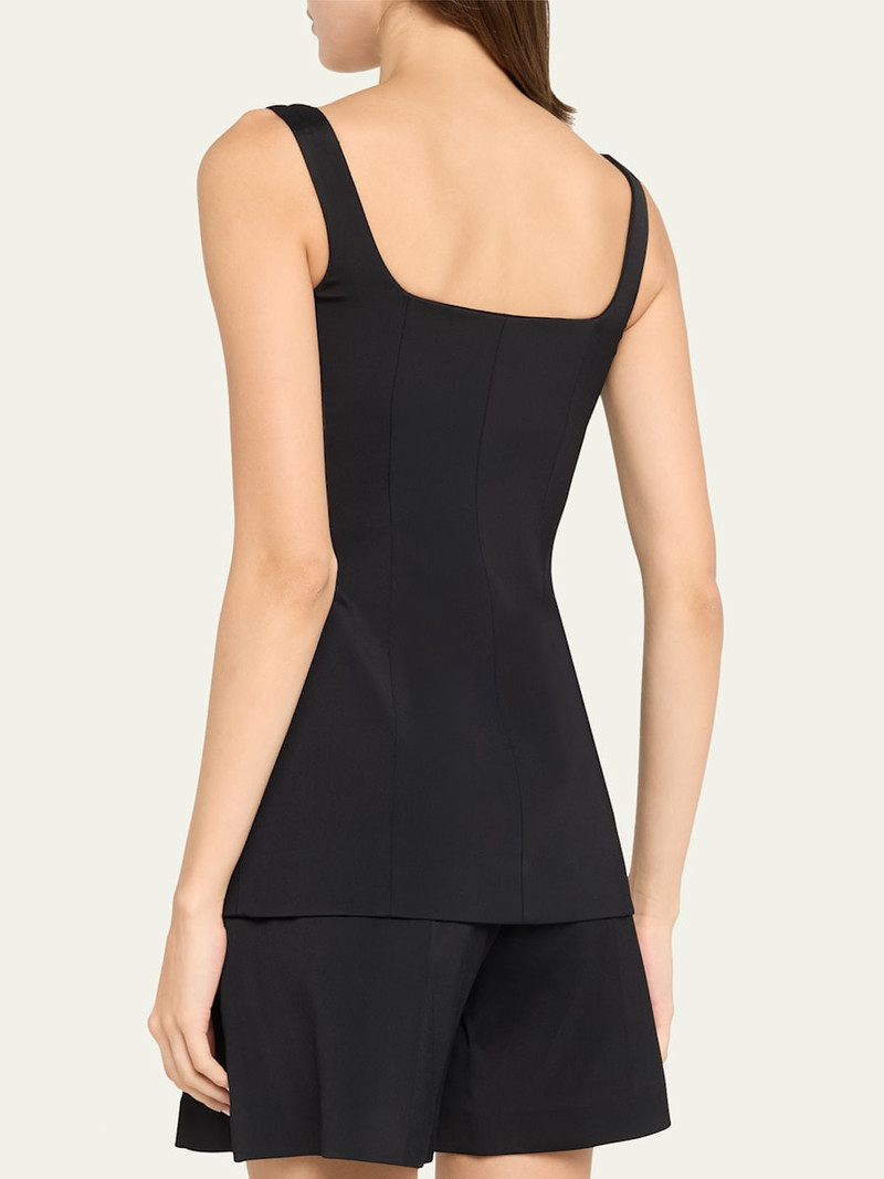 Another Tomorrow Square-Neck Buttoned Top outlook