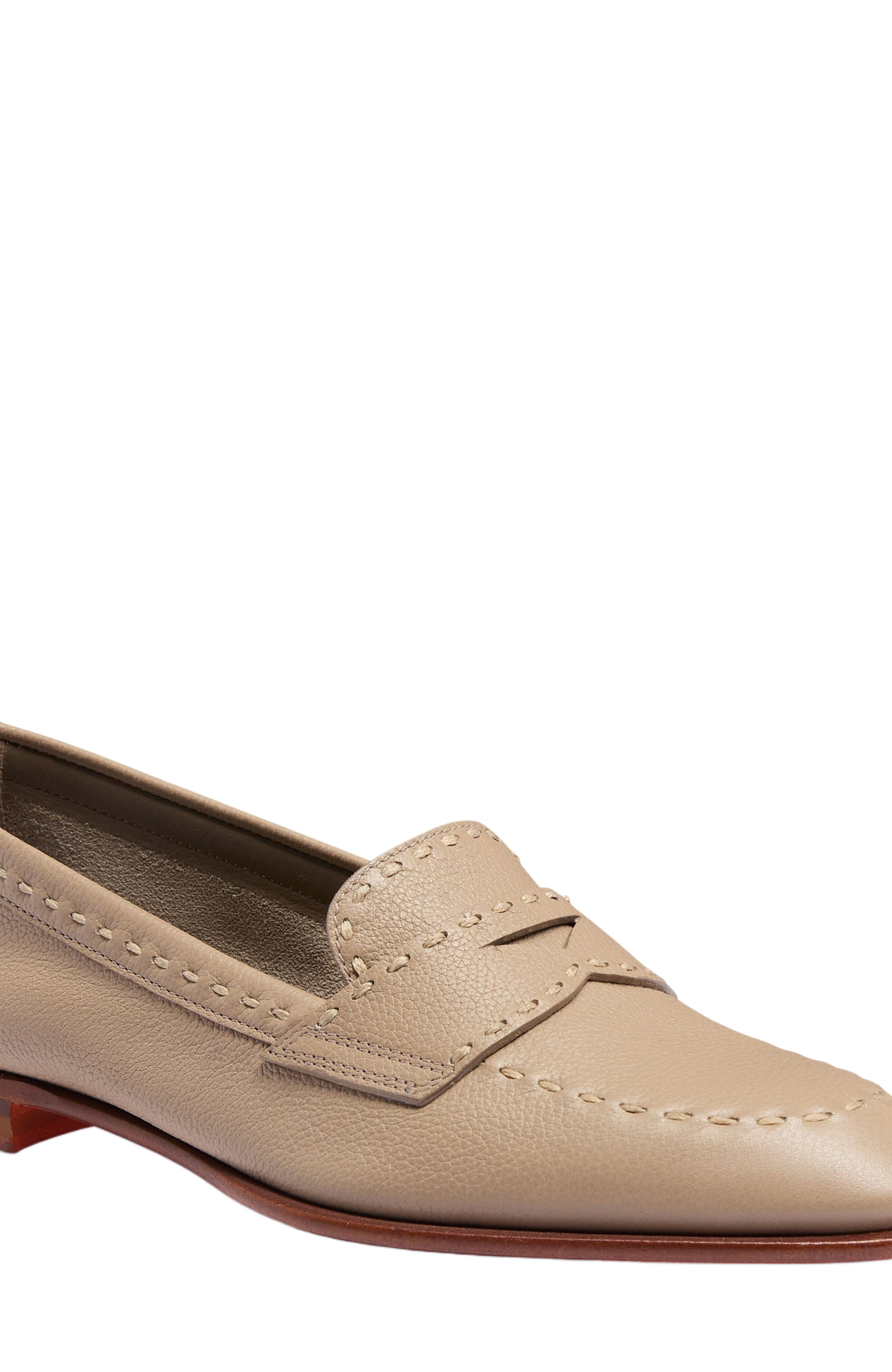 Santoni Women's tumbled leather penny loafer in Natural at Nordstrom - 5