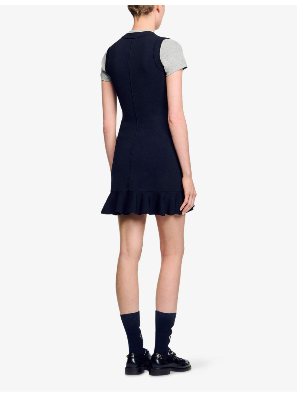 Round-Neck Short-Sleeve Stretch-Knit Mini Dress - 4