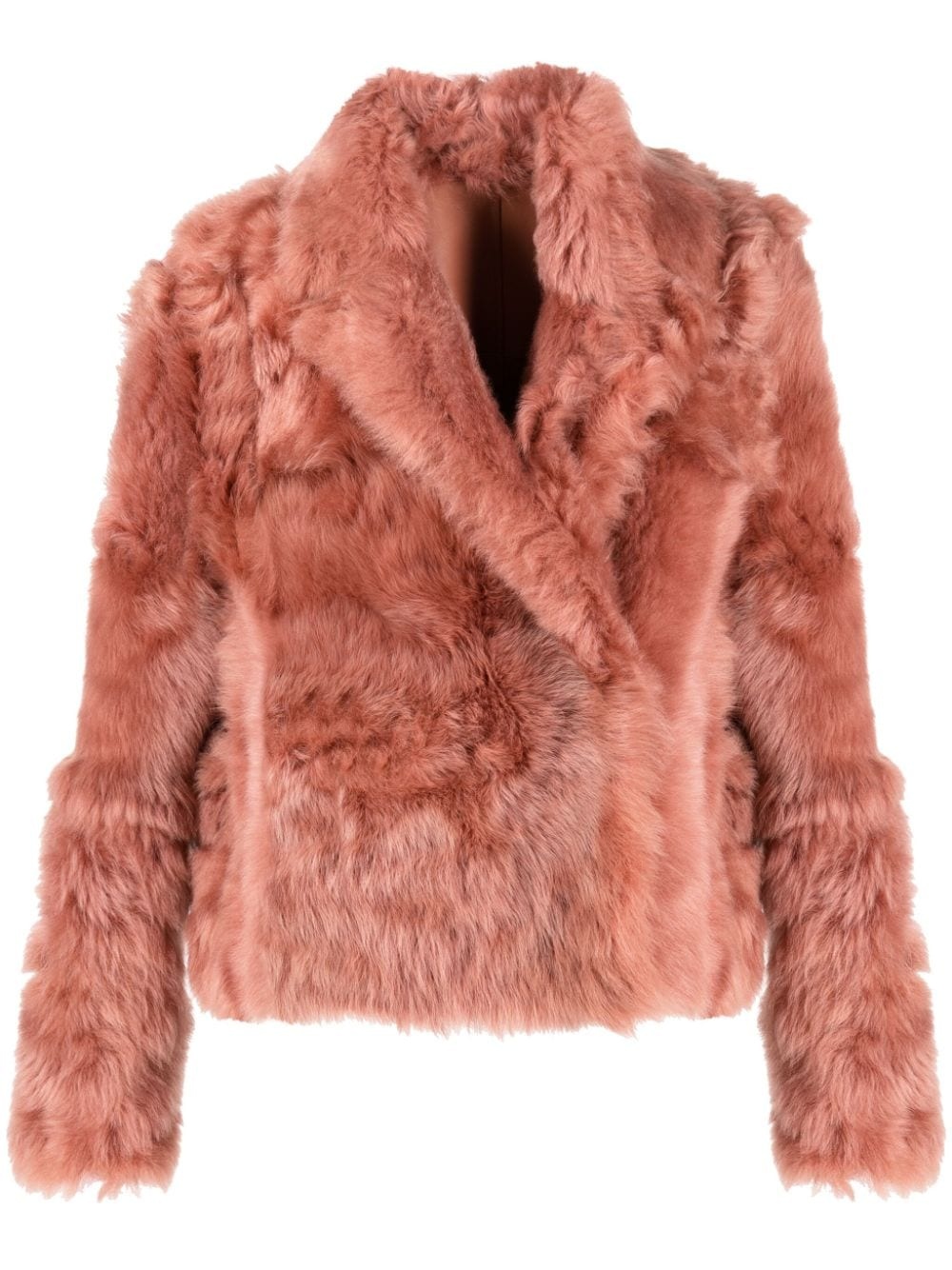 cropped shearling leather jacket - 1